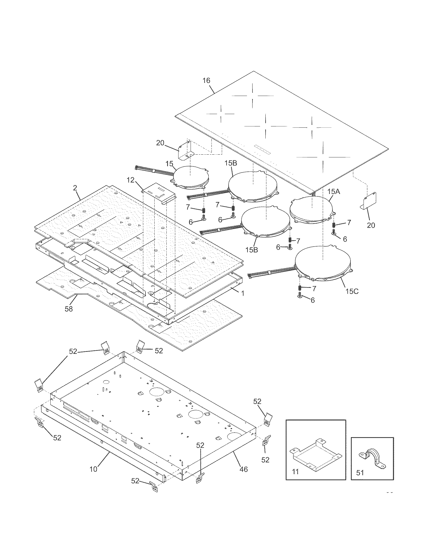 Kenmore 79043900000 maintop/surface units diagram