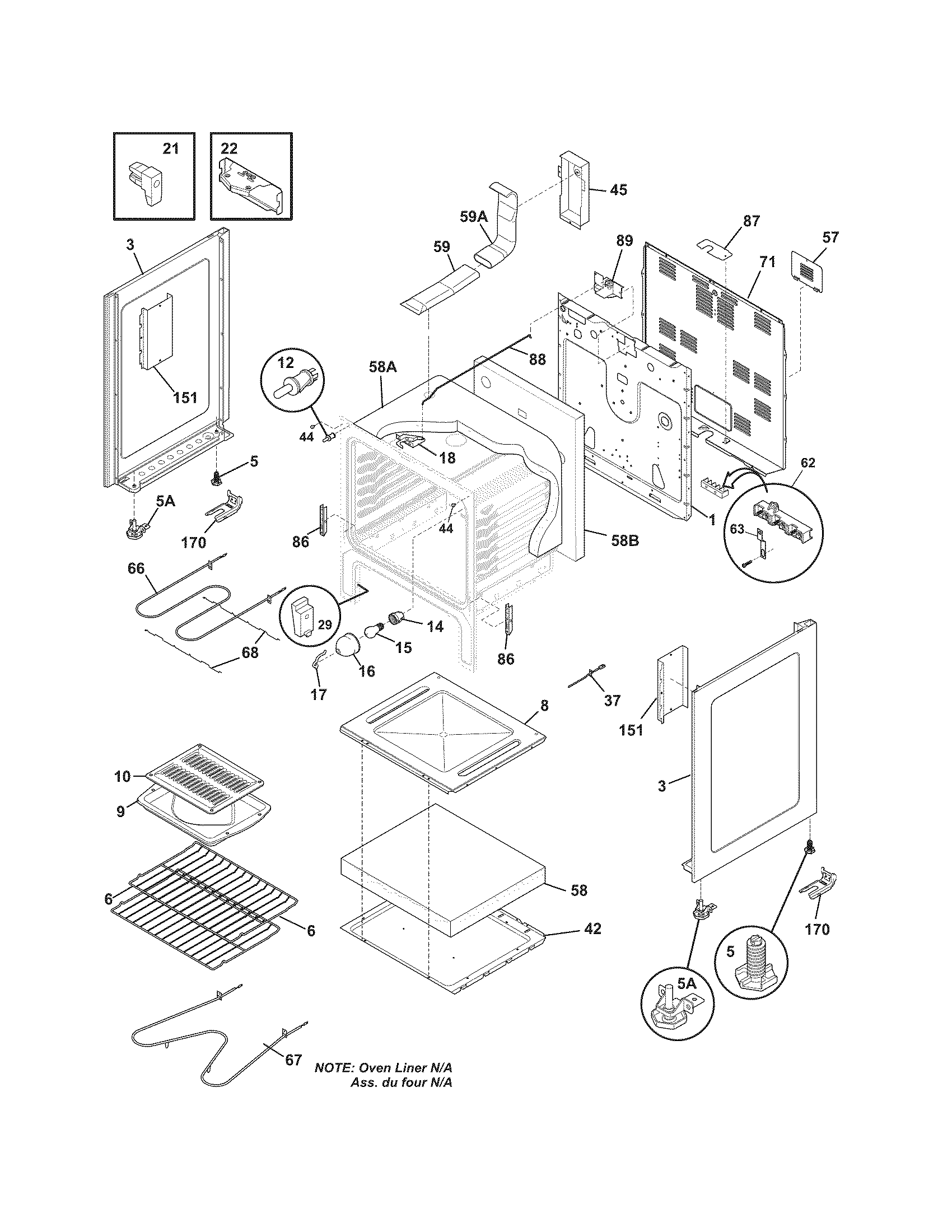 Frigidaire LFEF3017LWB body diagram