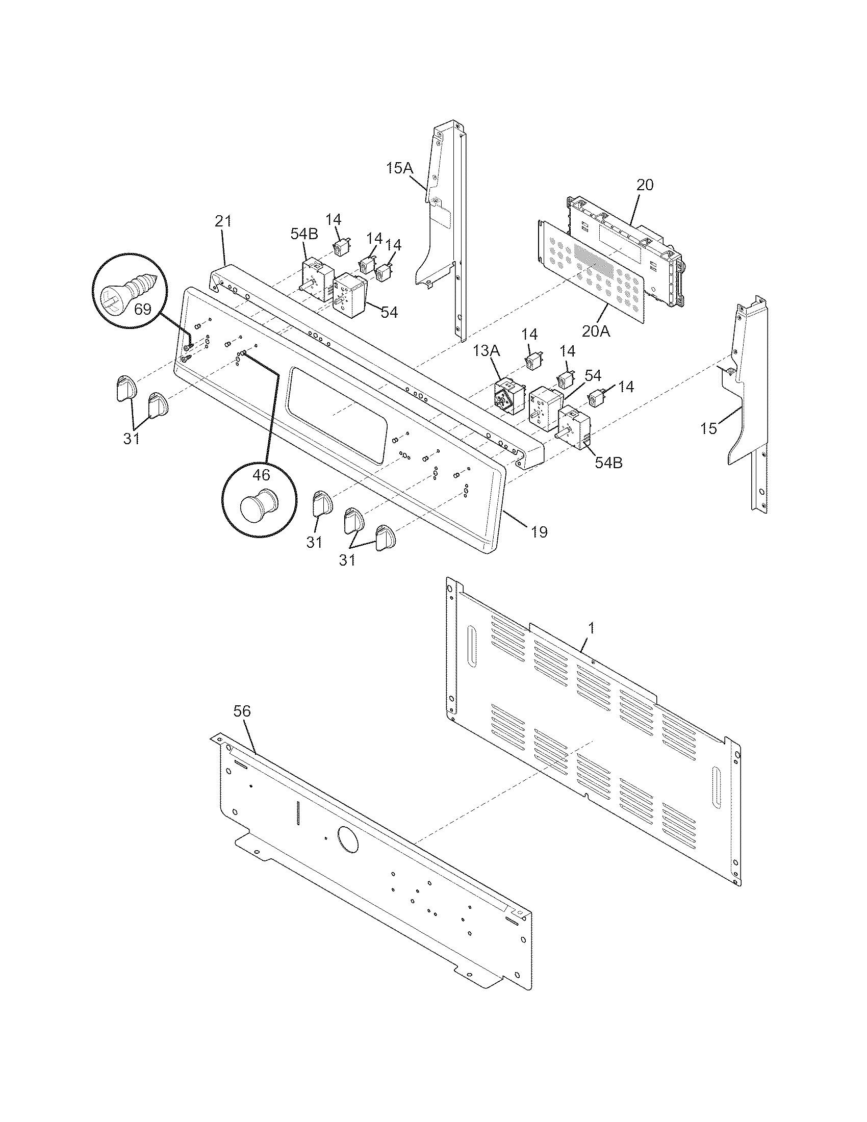 Frigidaire FGEF3055KWE backguard diagram