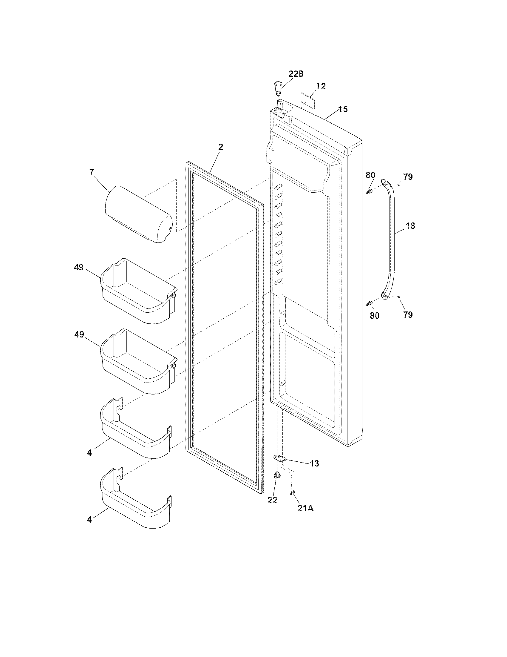 Frigidaire FGHS2342LF2 refrigerator door diagram