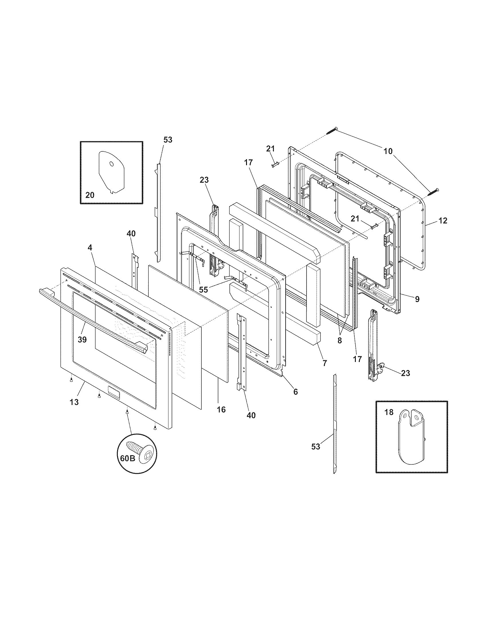 Frigidaire CPEF3081KFF door diagram