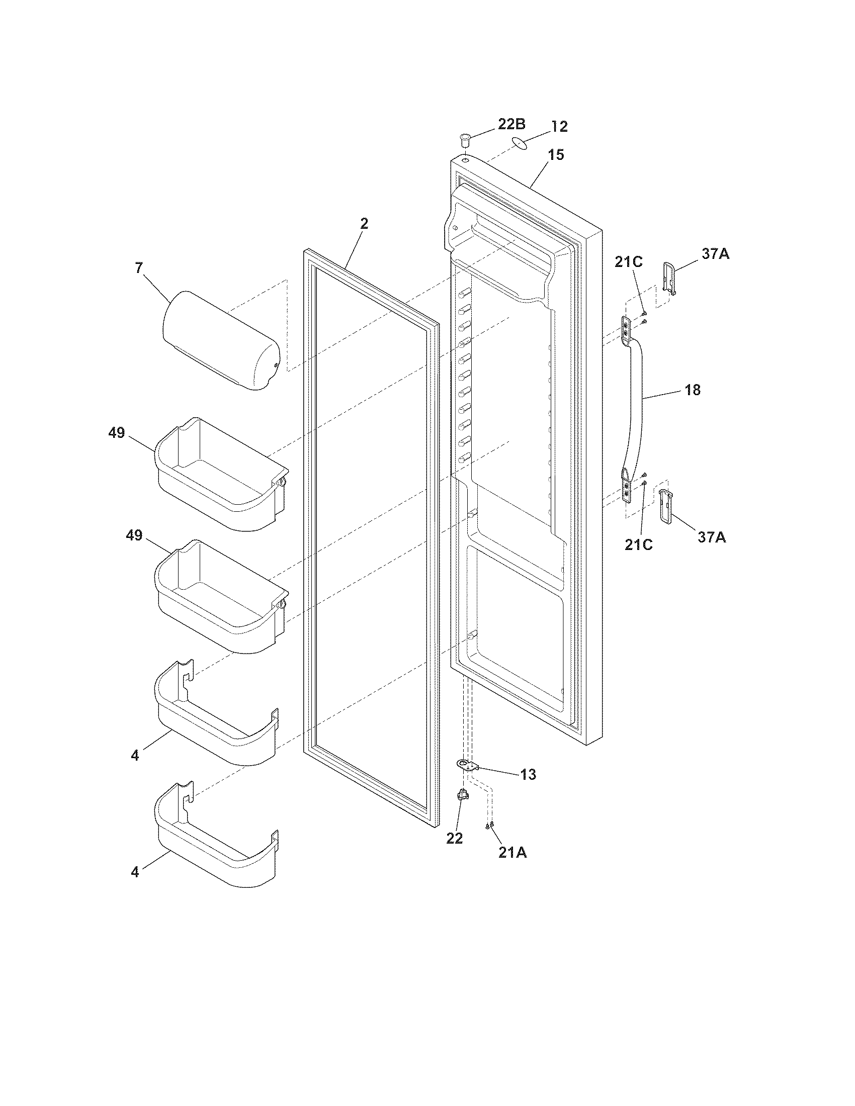 Crosley CRSH265LW1 refrigerator door diagram