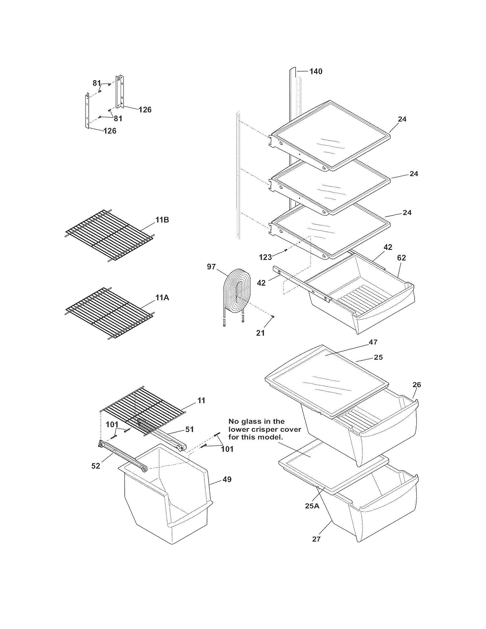 Crosley CRSH265LW1 shelves diagram
