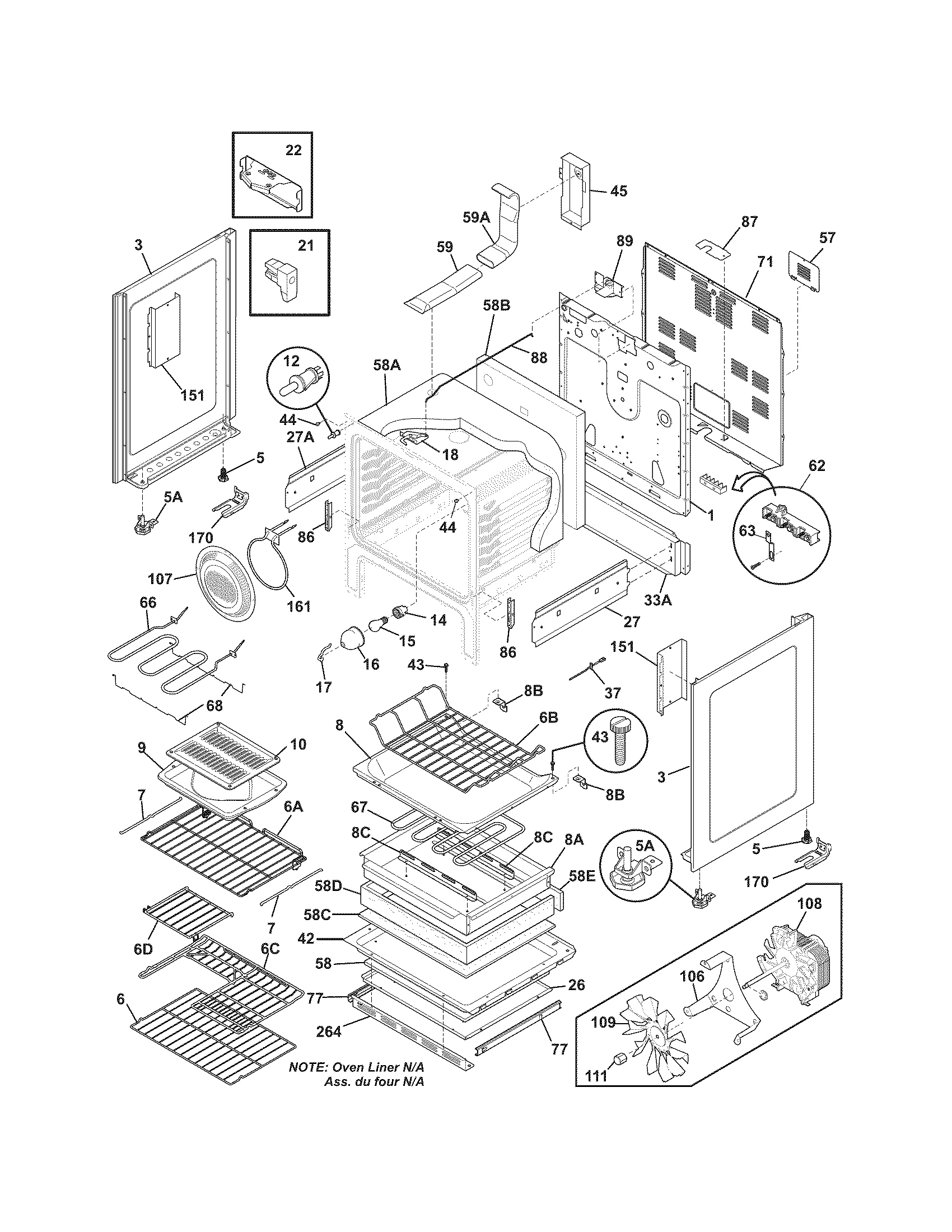 Frigidaire FGEF3077KBE body diagram