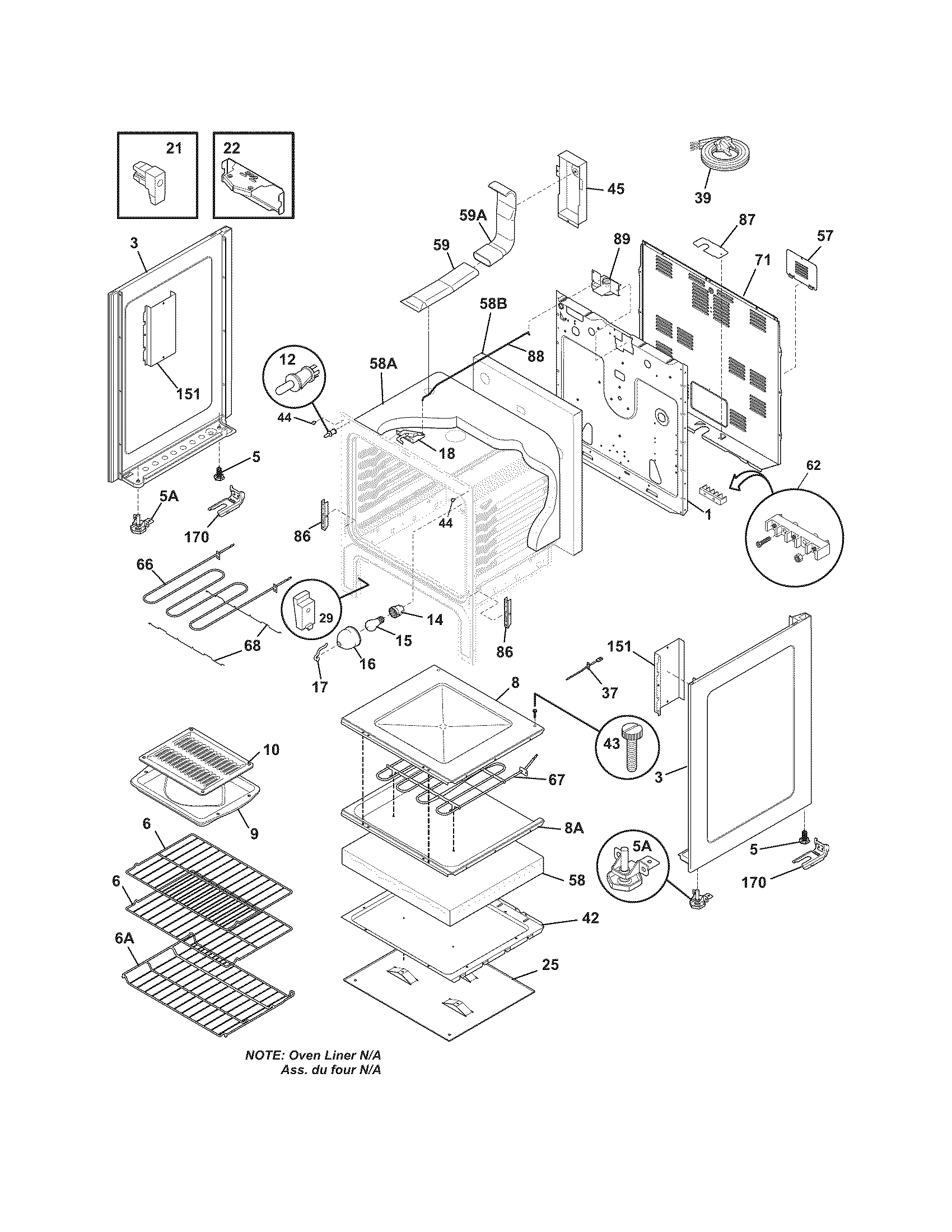 Frigidaire CGEF3041KFE body diagram