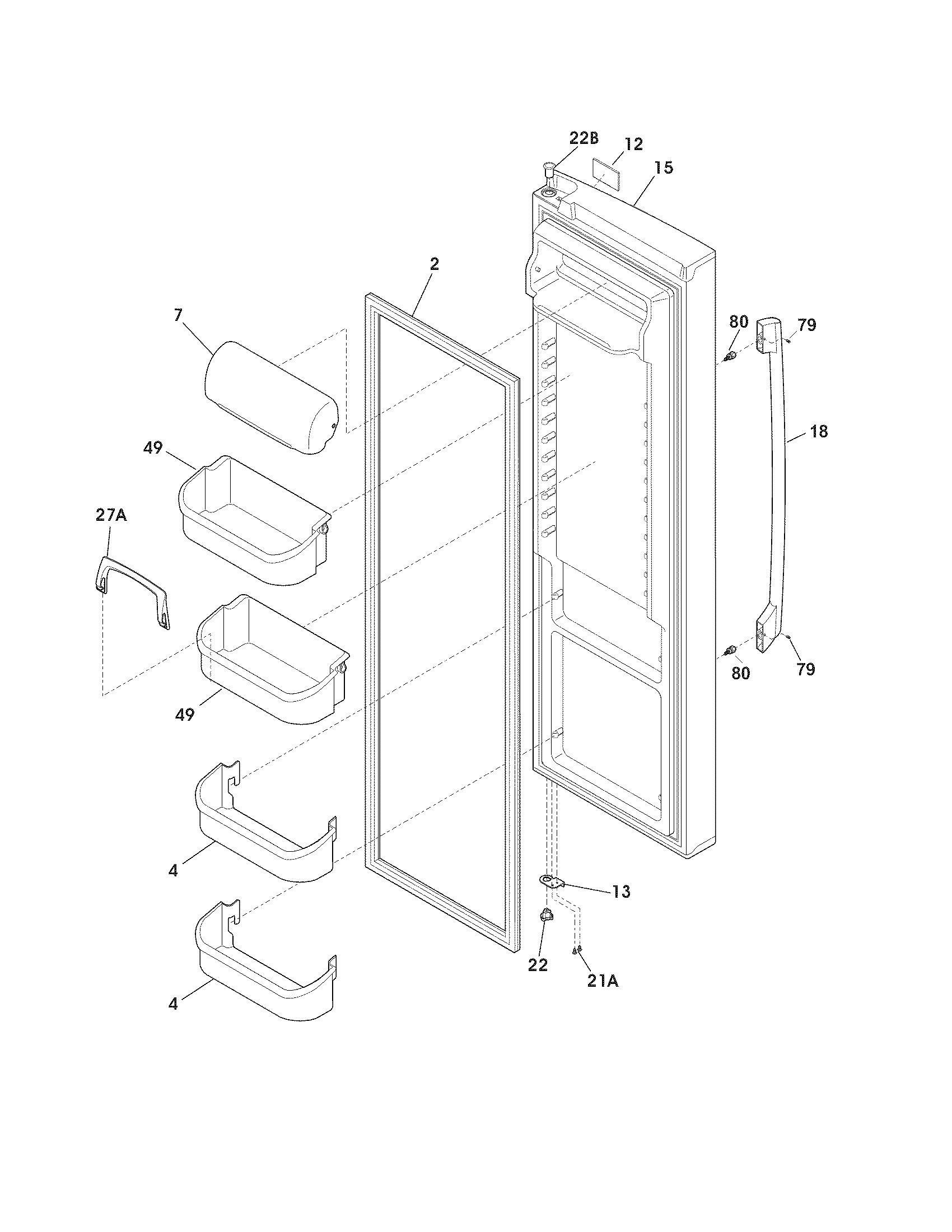 Frigidaire FPUS2686LF1 refrigerator door diagram