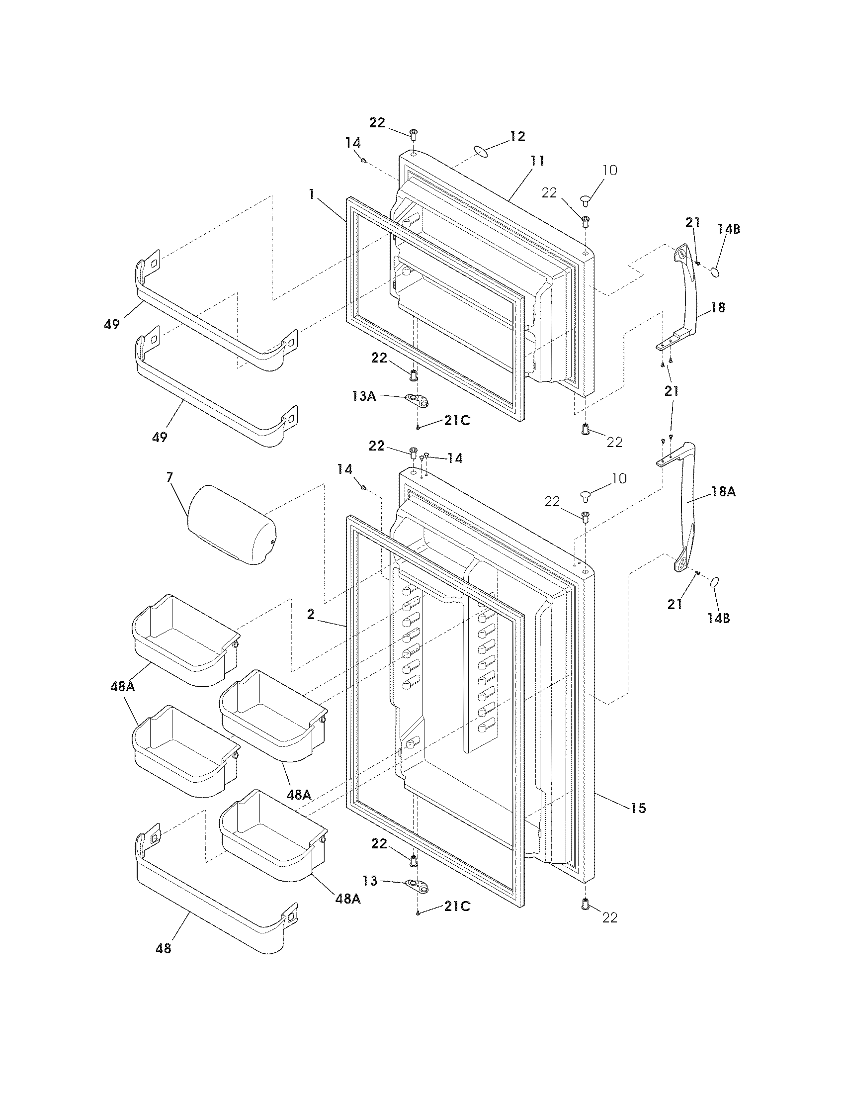 Frigidaire FRT18IL6JW5 door diagram