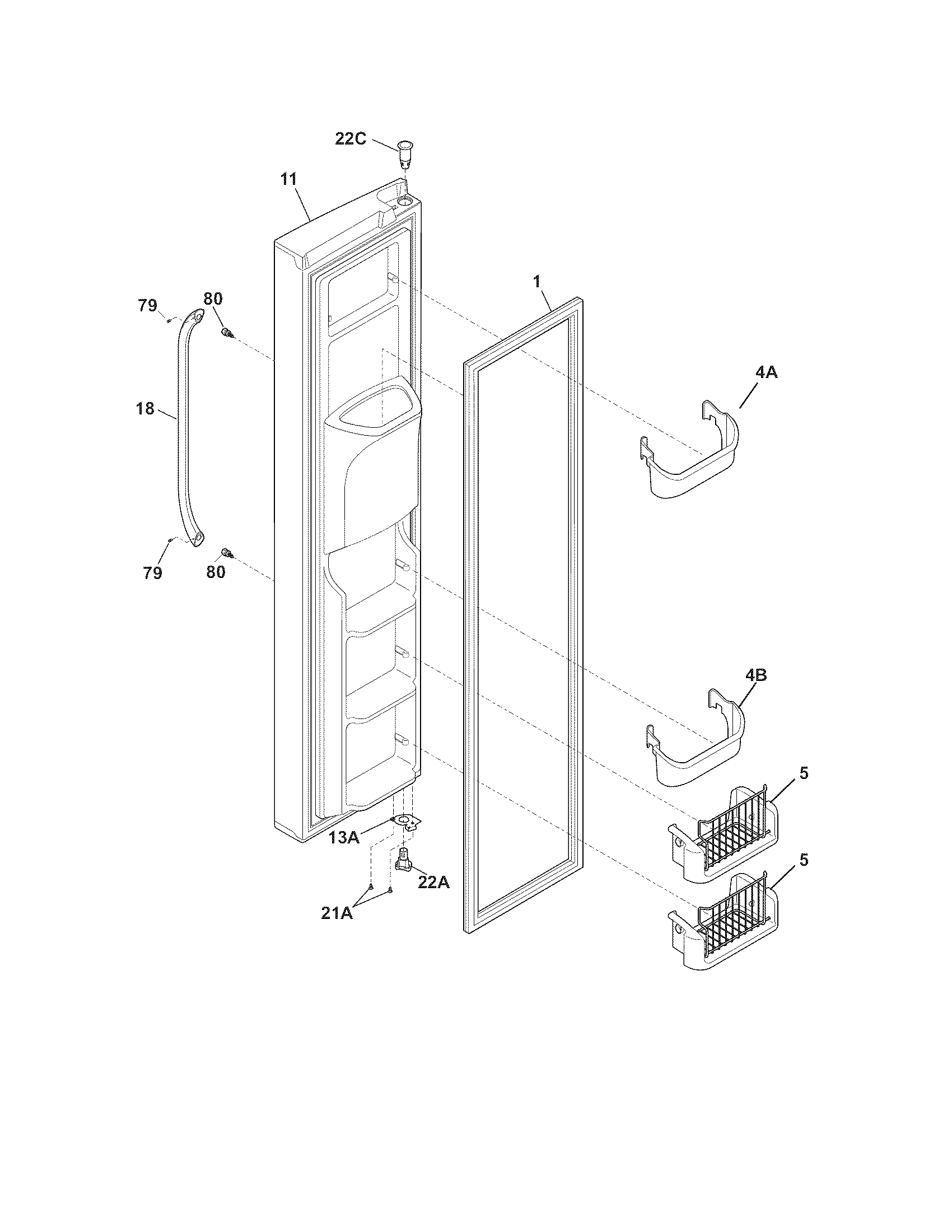 Frigidaire FGUS2676LP1 freezer door diagram