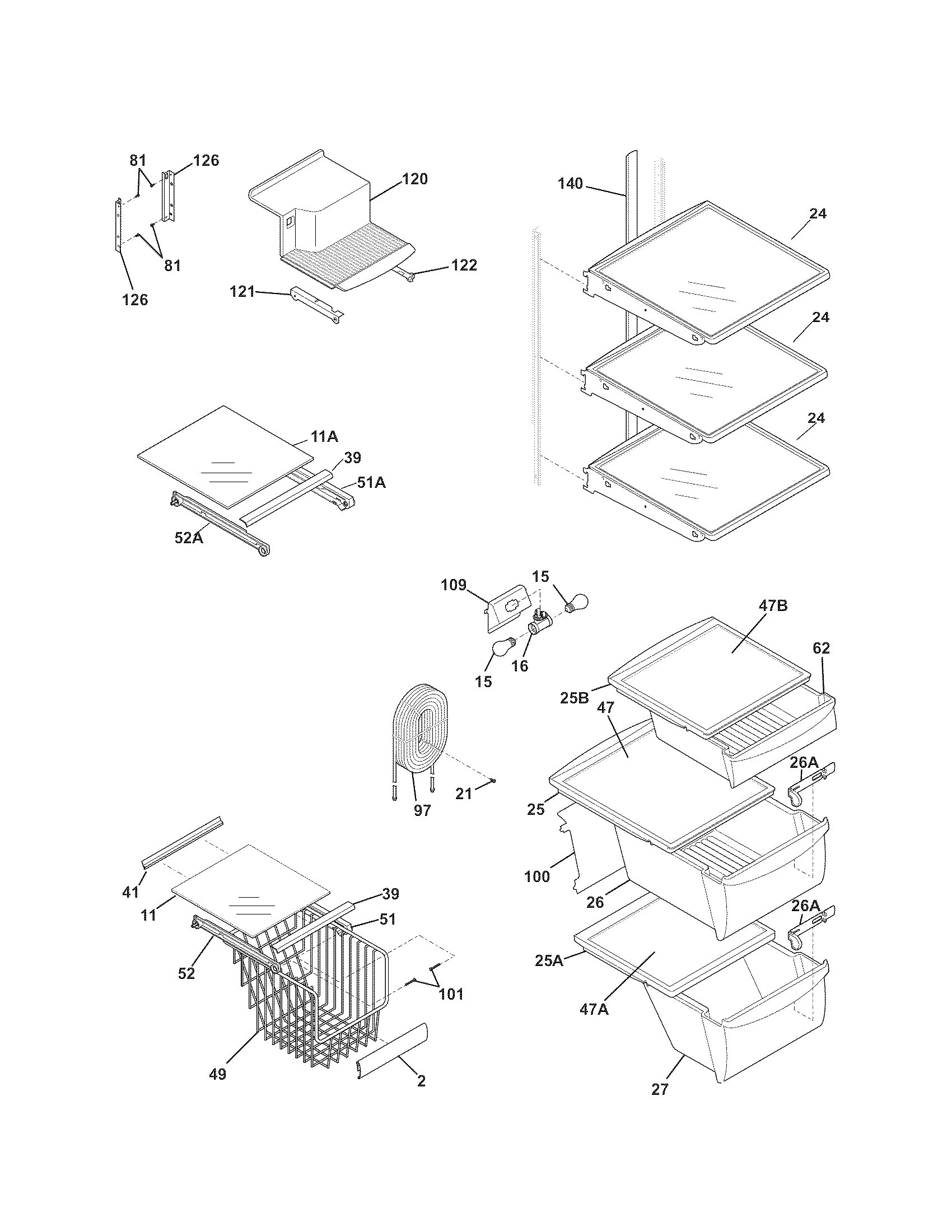 Kenmore 25344353400 shelves diagram