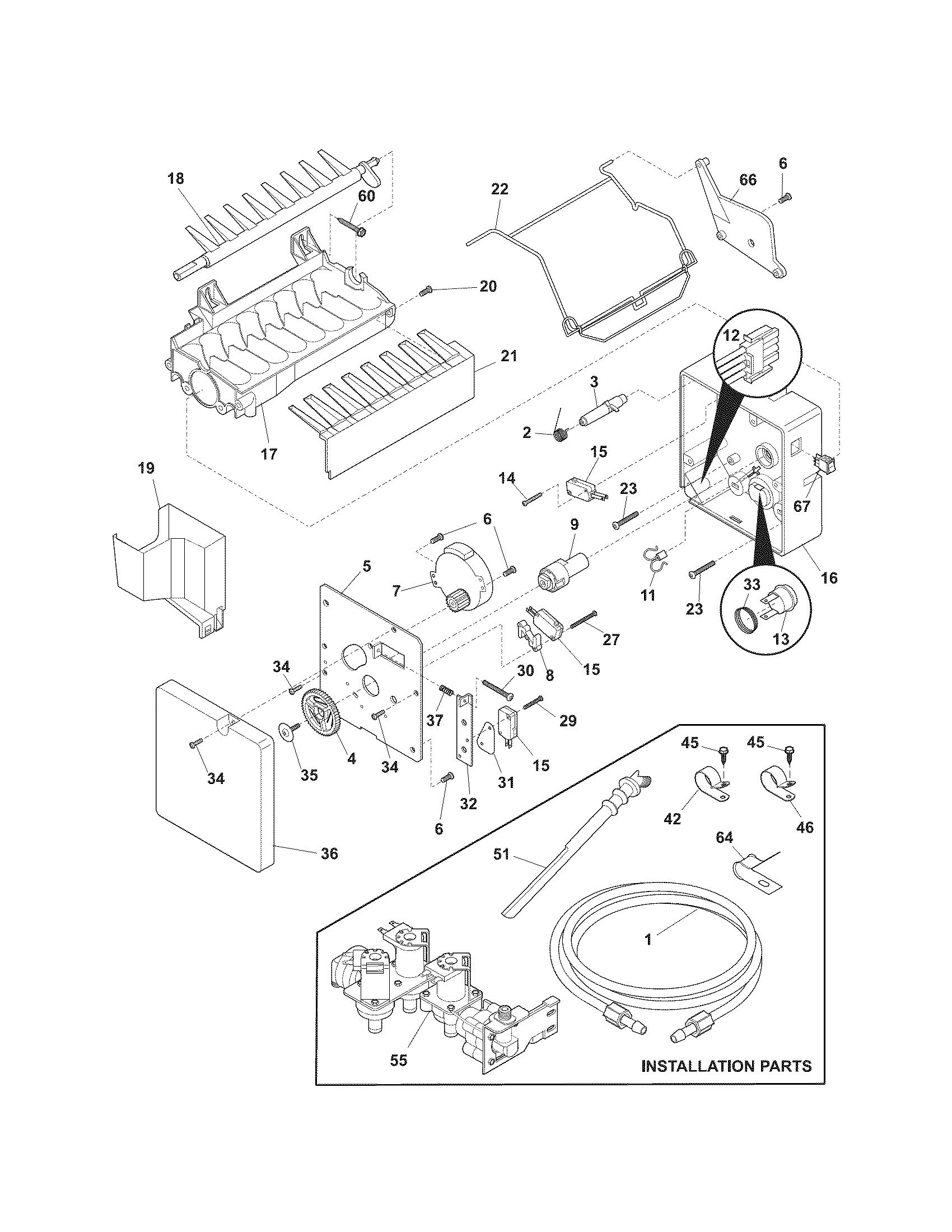 Kenmore 25344353400 ice maker diagram