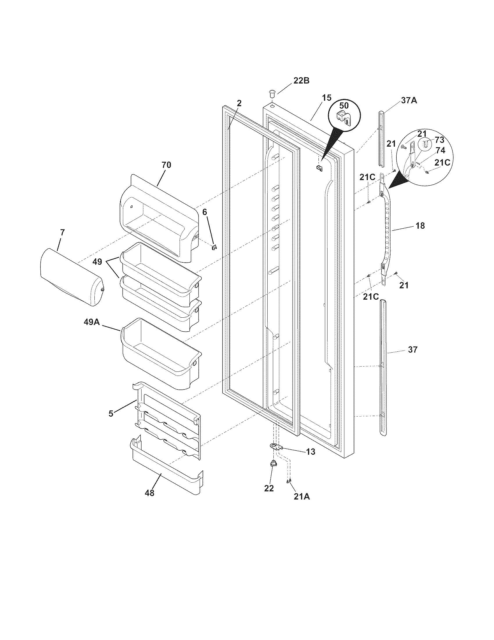 Kenmore 25344352401 refrigerator door diagram