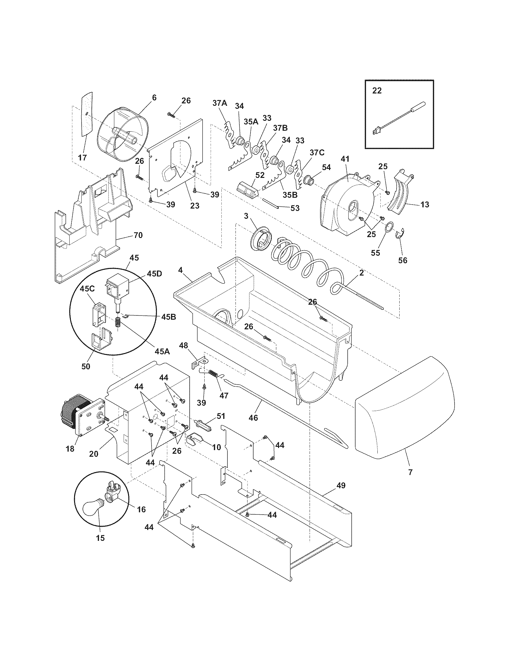 Kenmore 25344352401 ice container diagram