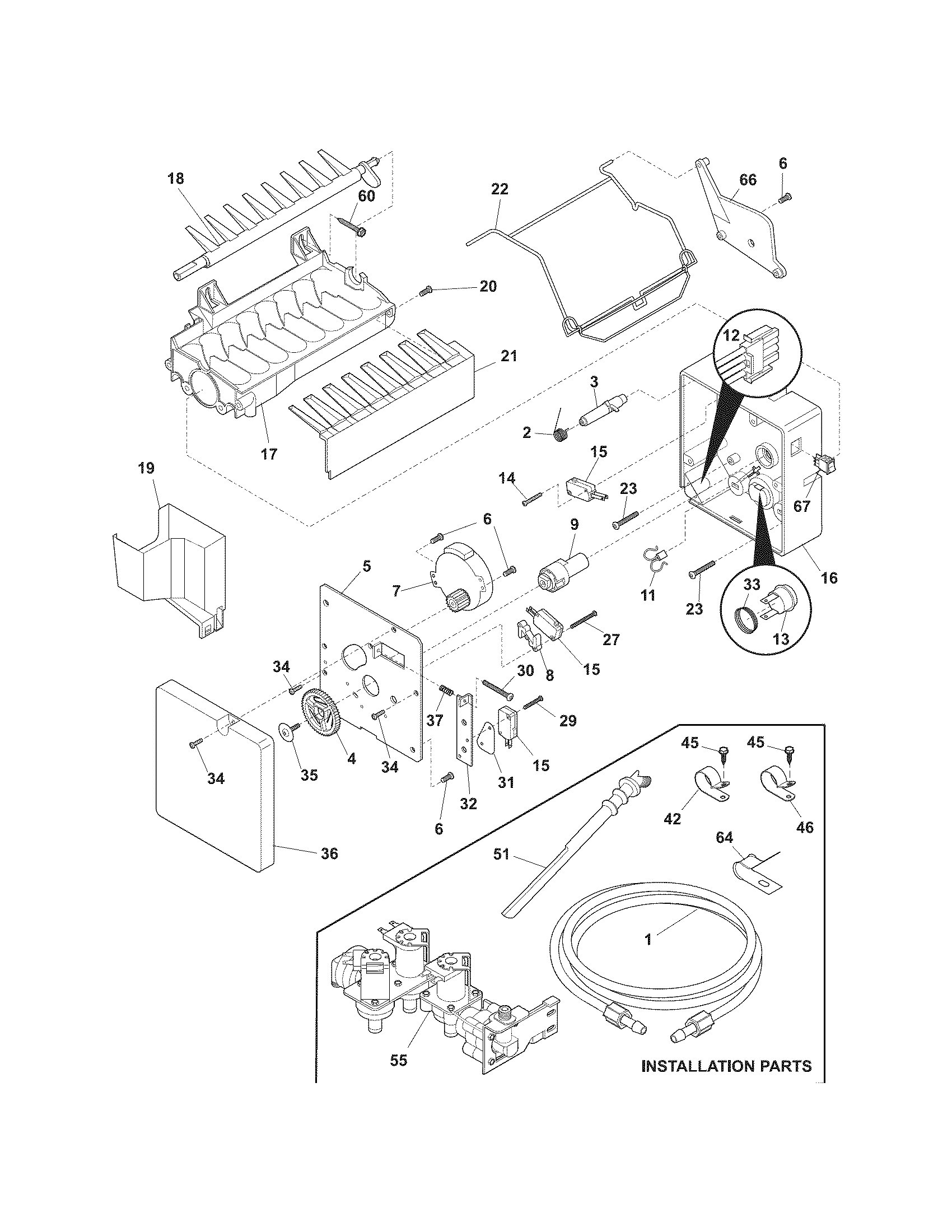 Kenmore 25344352401 ice maker diagram