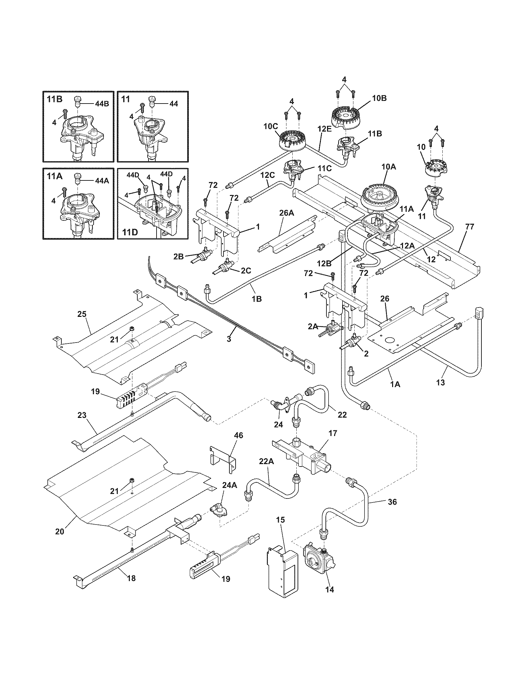 Electrolux E30GF74HPS3 burner diagram