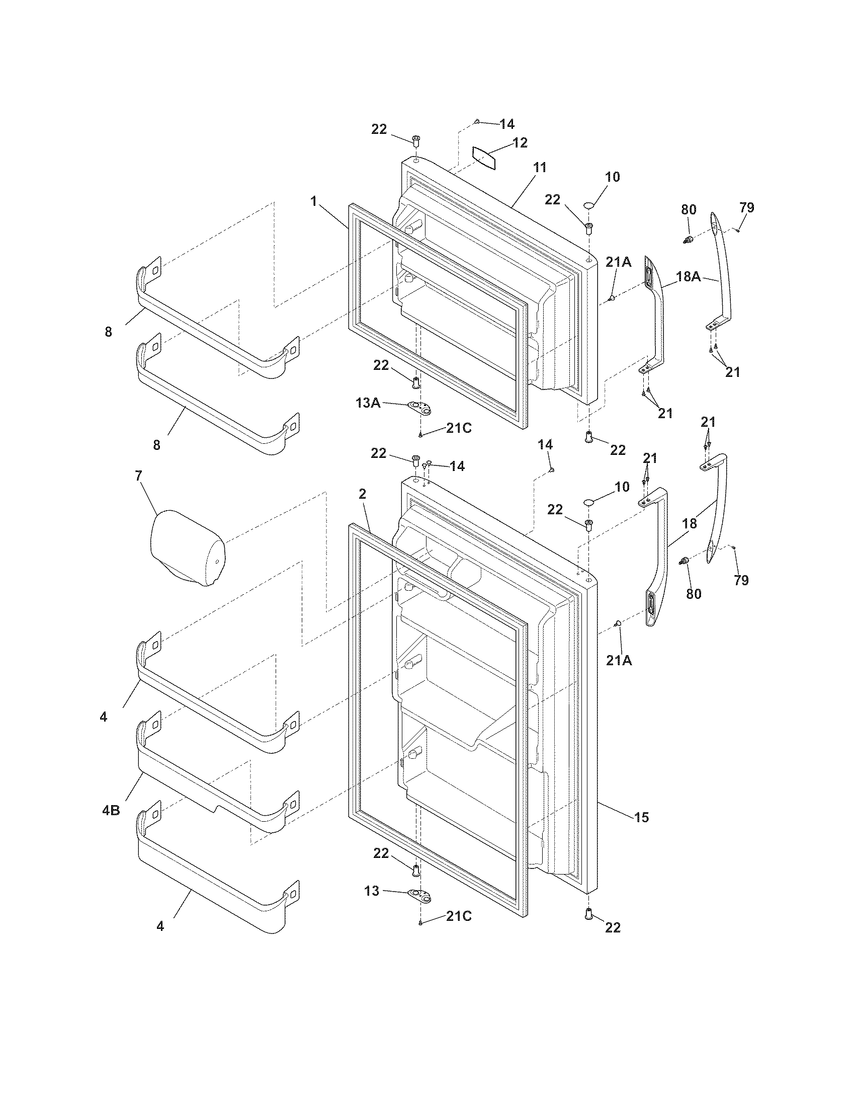 Frigidaire FFHI1817LB1 door diagram