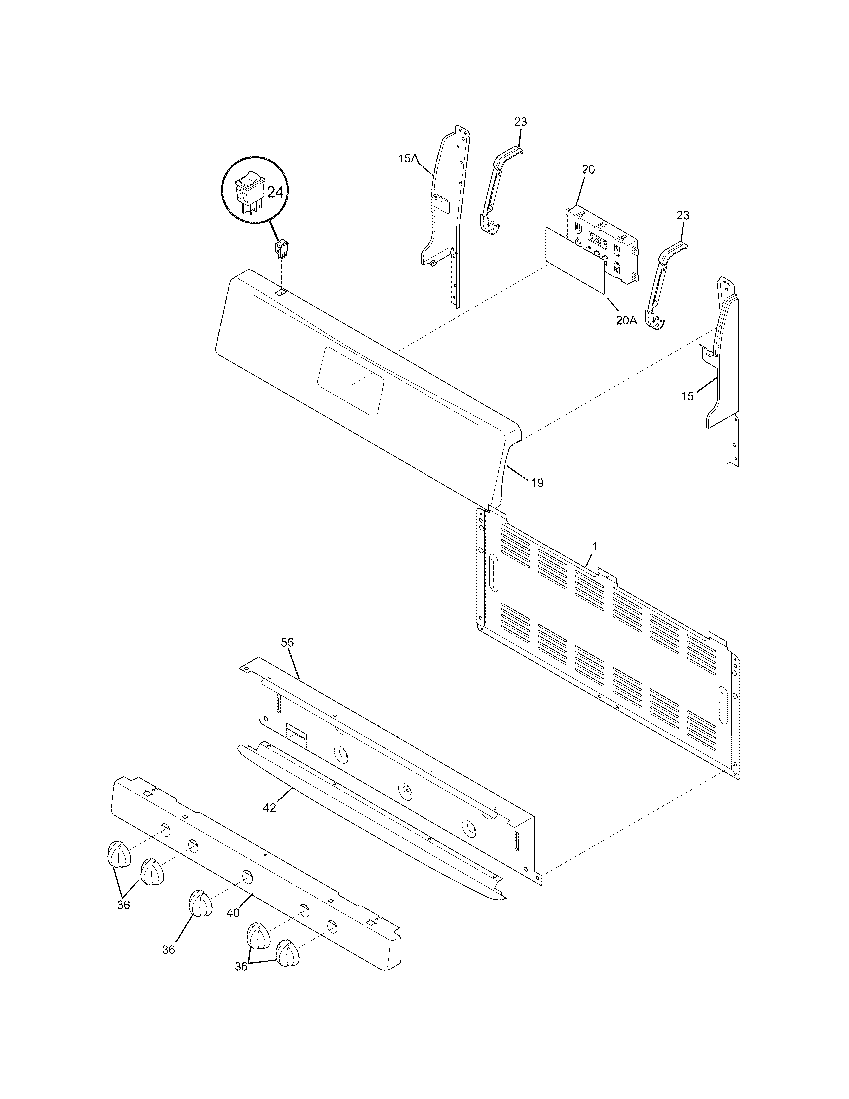 Frigidaire FGF348KBA backguard diagram