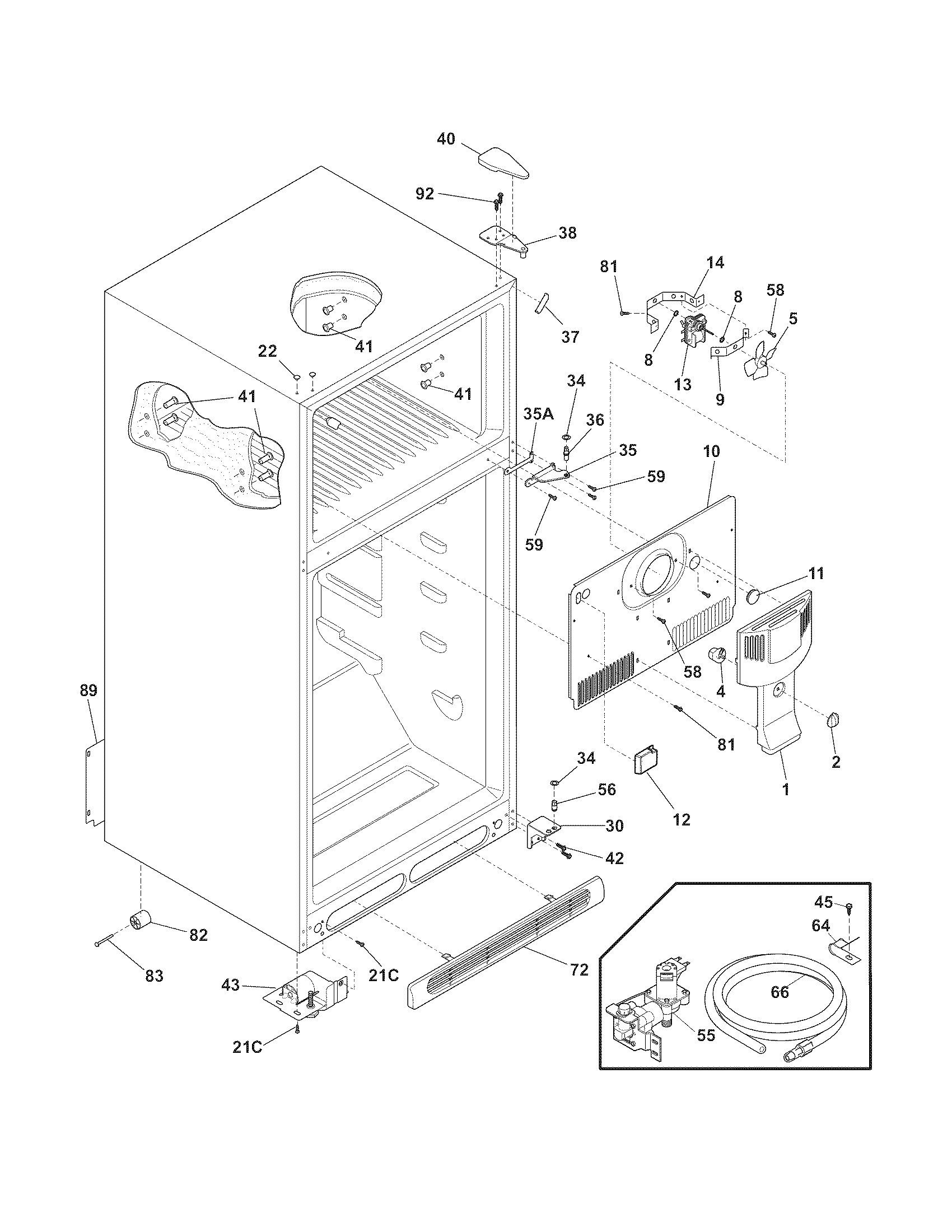 Frigidaire LFHT1817LW3 cabinet diagram