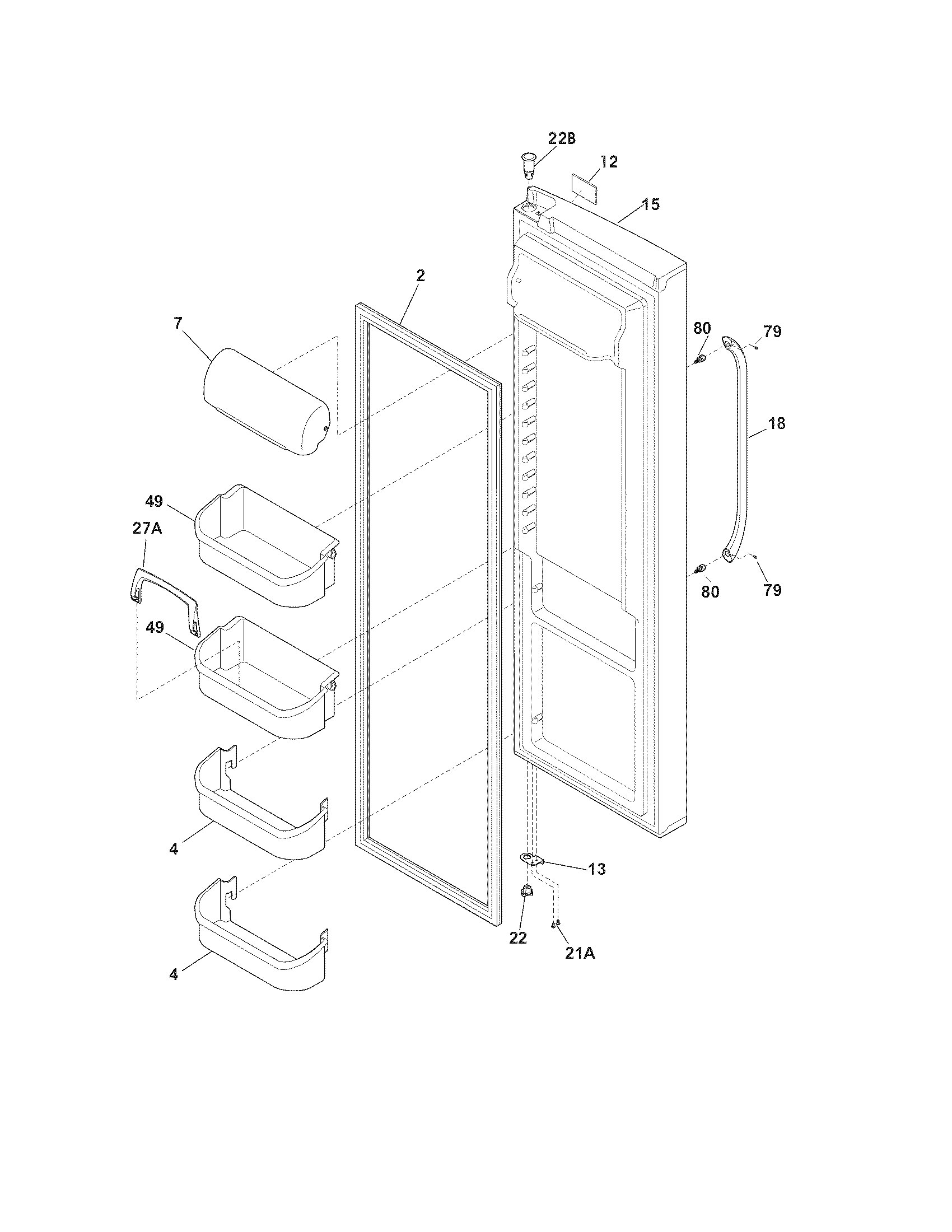 Frigidaire FGHS2332LE2 refrigerator door diagram