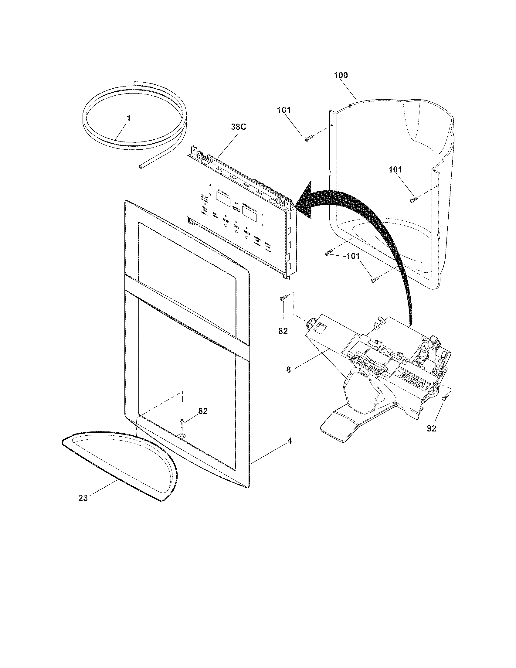 Frigidaire FGHS2332LE2 ice & water dispenser diagram