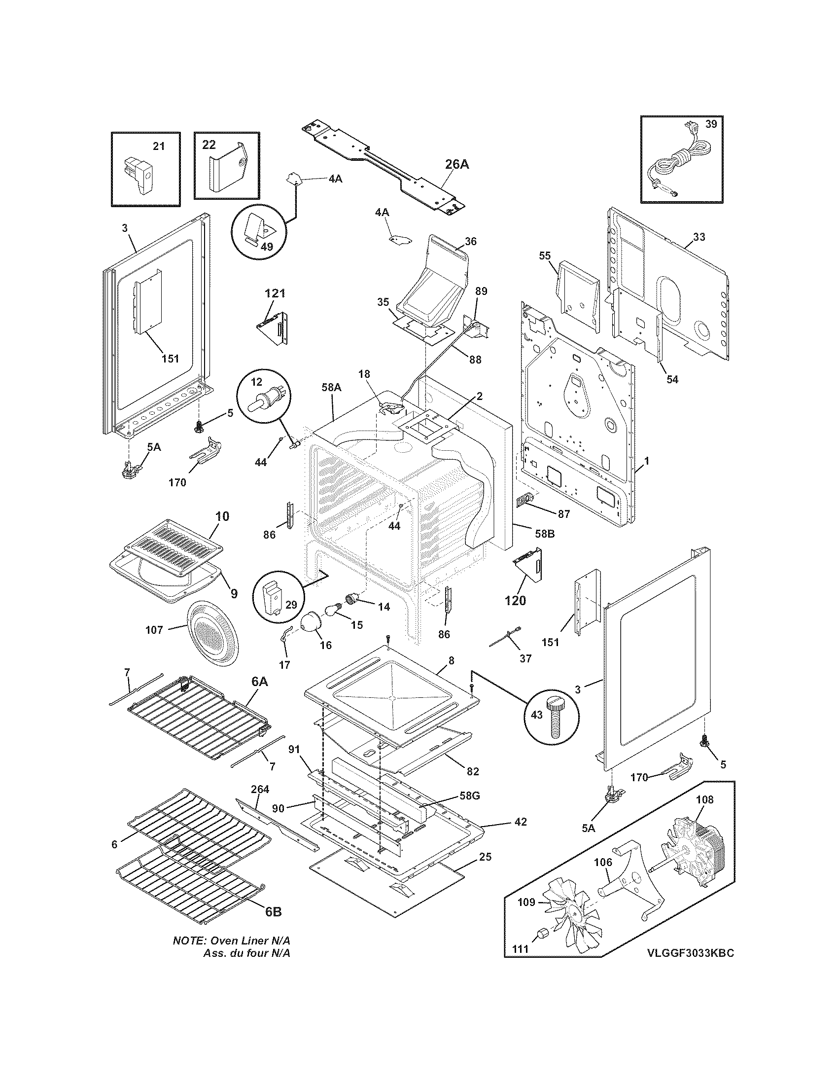 Frigidaire LGGF3043KFJ body diagram