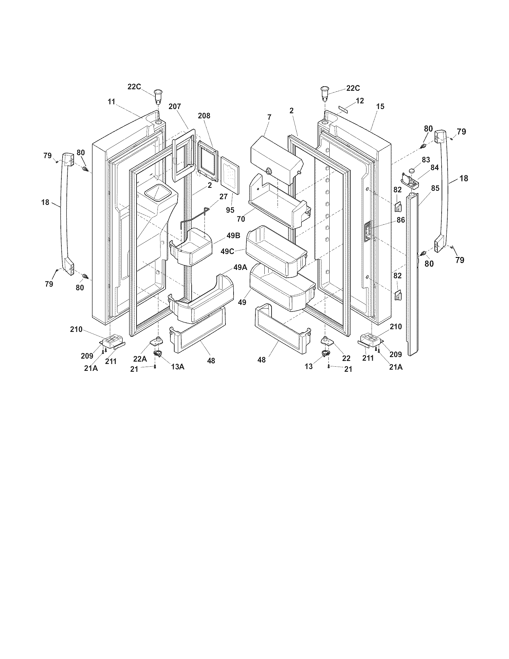 Electrolux EW23BC71IS8 fresh food door diagram