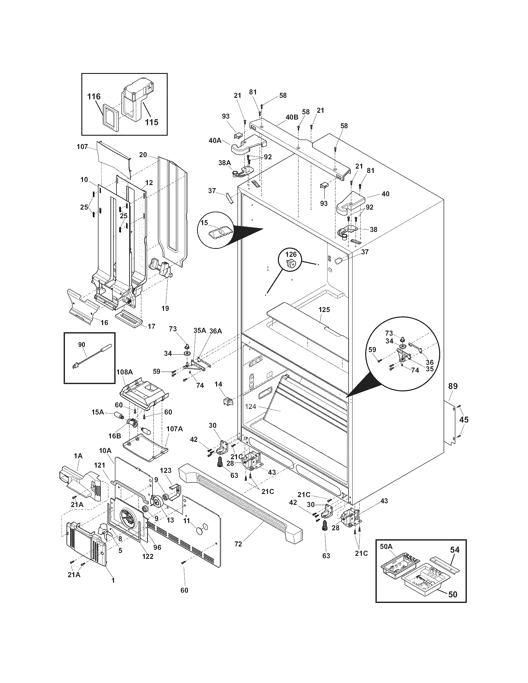 Frigidaire FGHB2878LE3 cabinet diagram