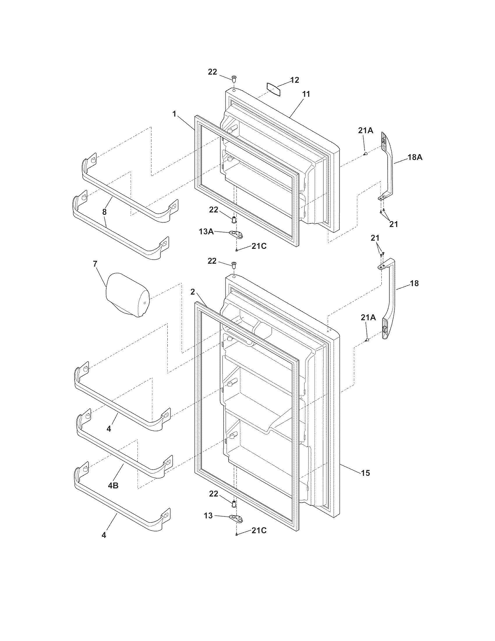 Frigidaire FFHT1816LS3 door diagram