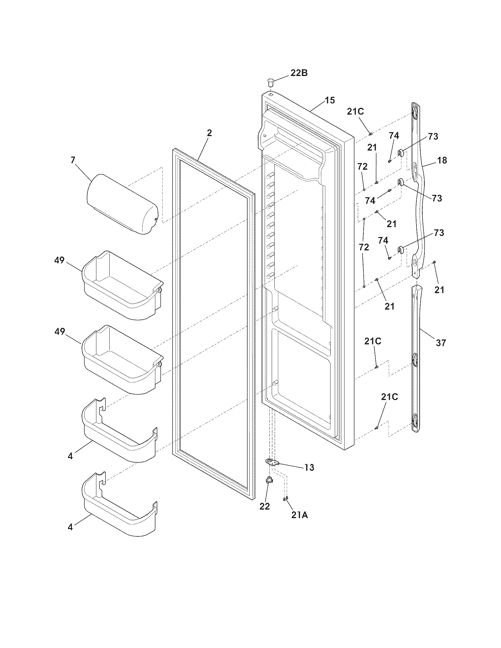 Frigidaire FLS26Z2GKB5 refrigerator door diagram
