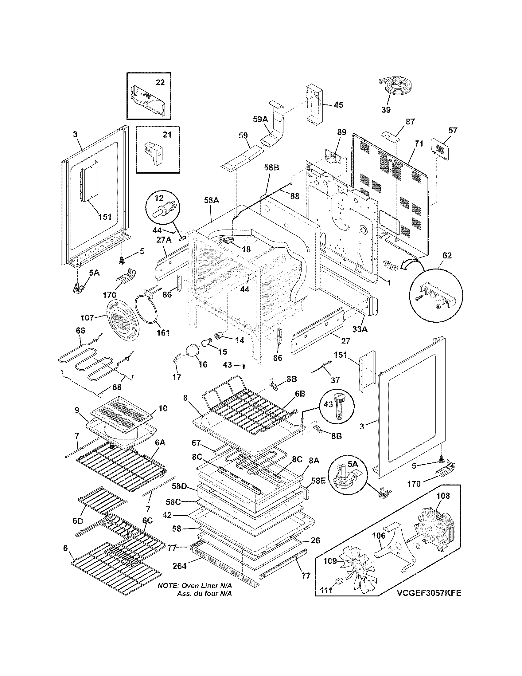 Frigidaire CGEF3057KFF body diagram