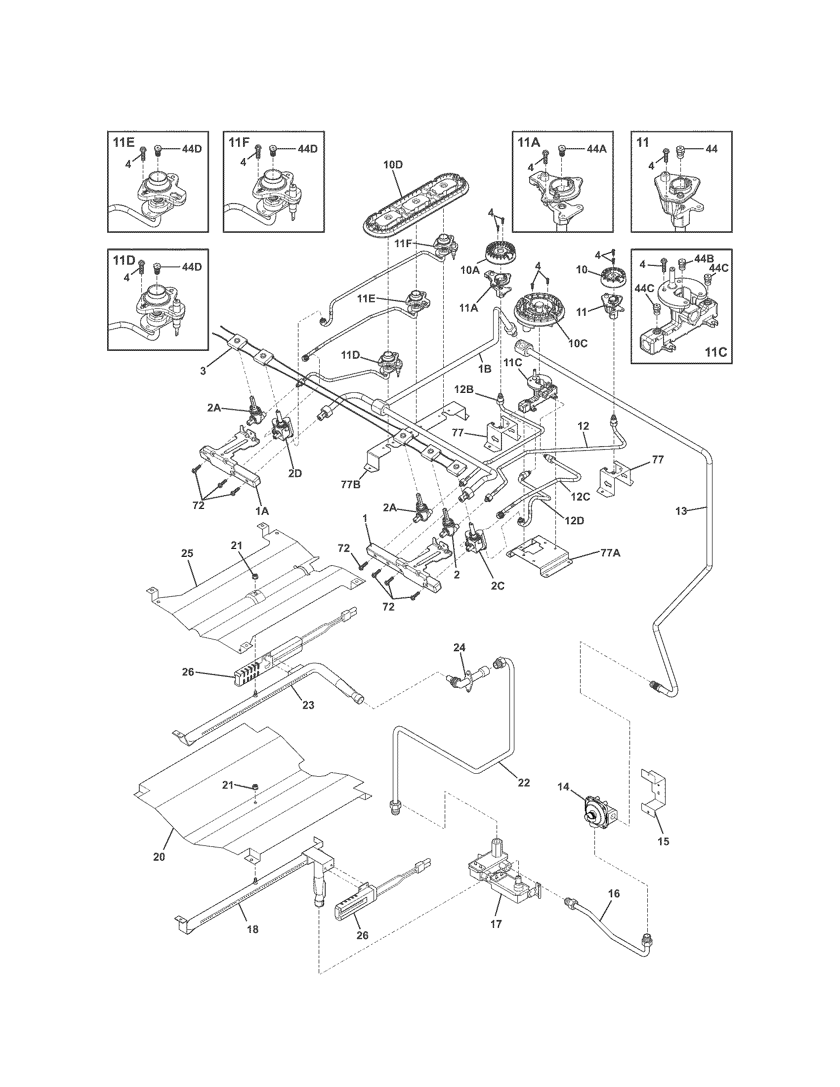 Kenmore Elite 79031063100 burner diagram