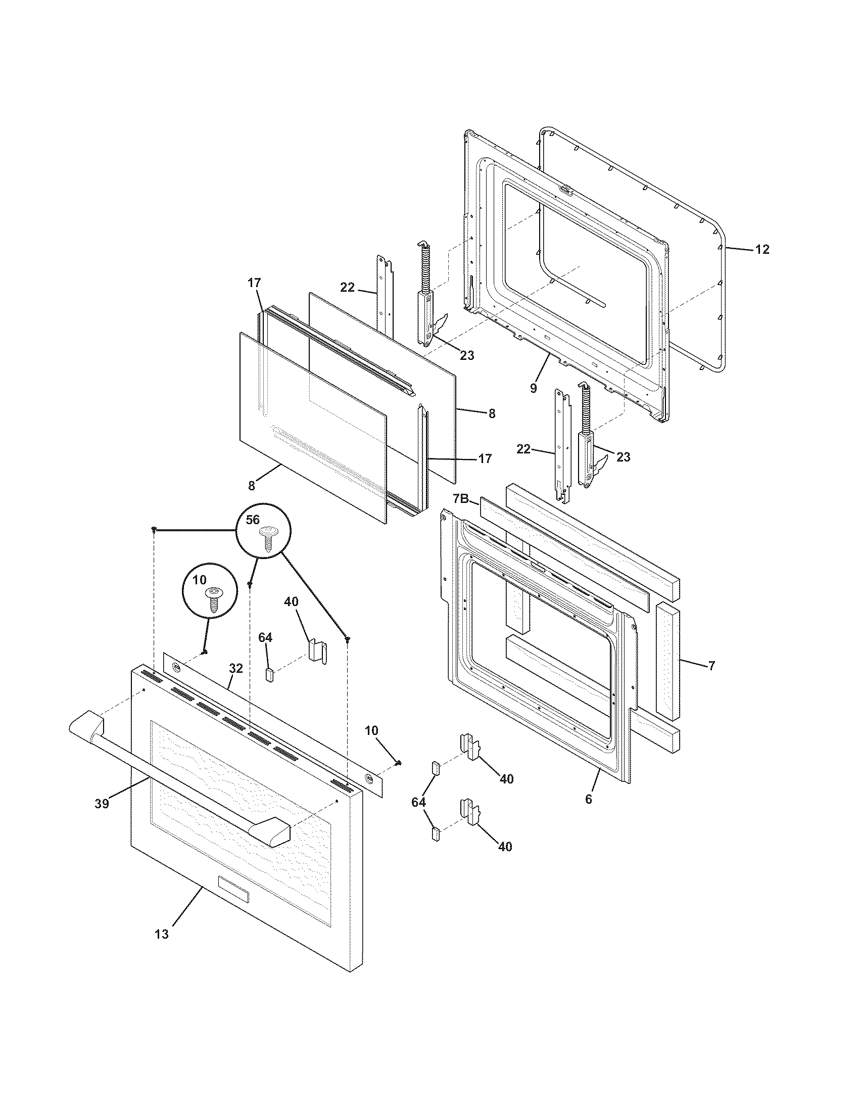 Electrolux E36GF76JPS2 door diagram