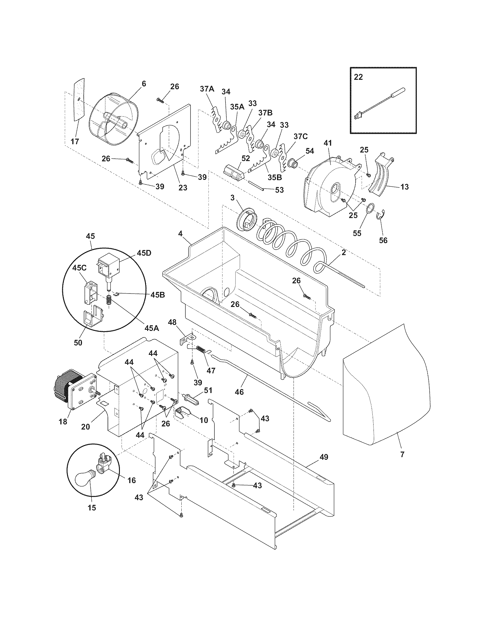 Frigidaire LPUS2686LF1 ice container diagram