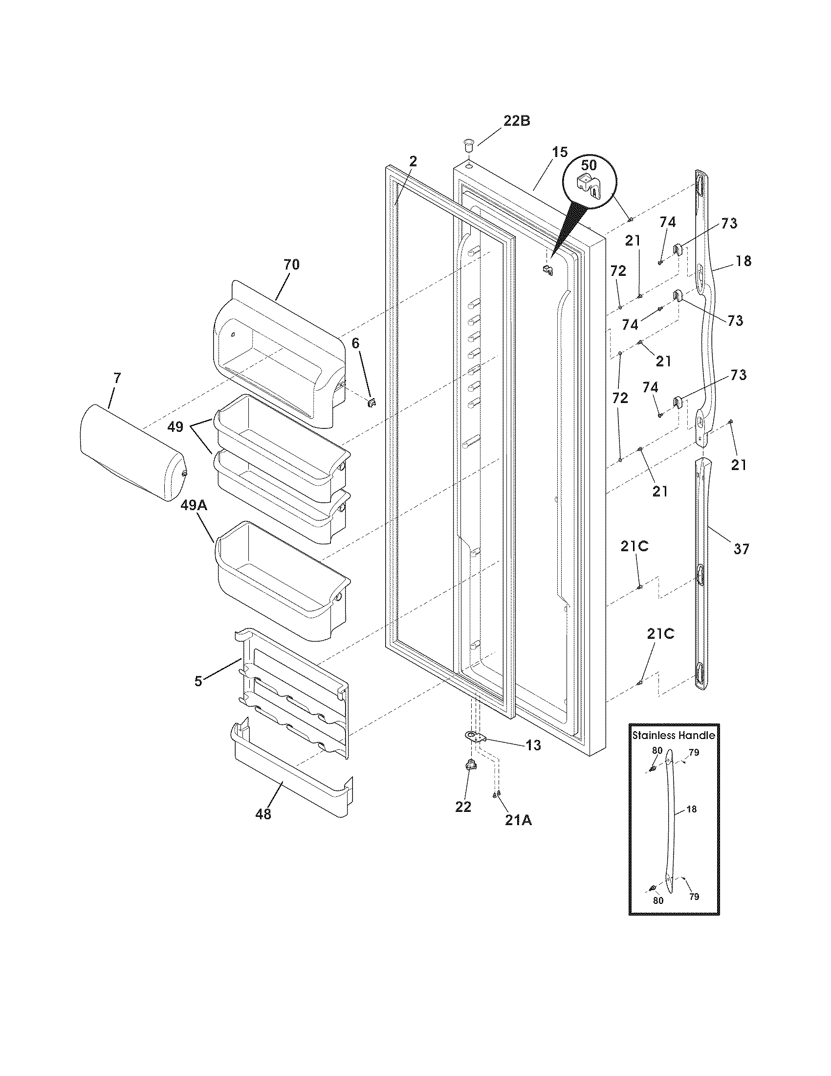 Frigidaire FSC23F7HSB4 refrigerator door diagram