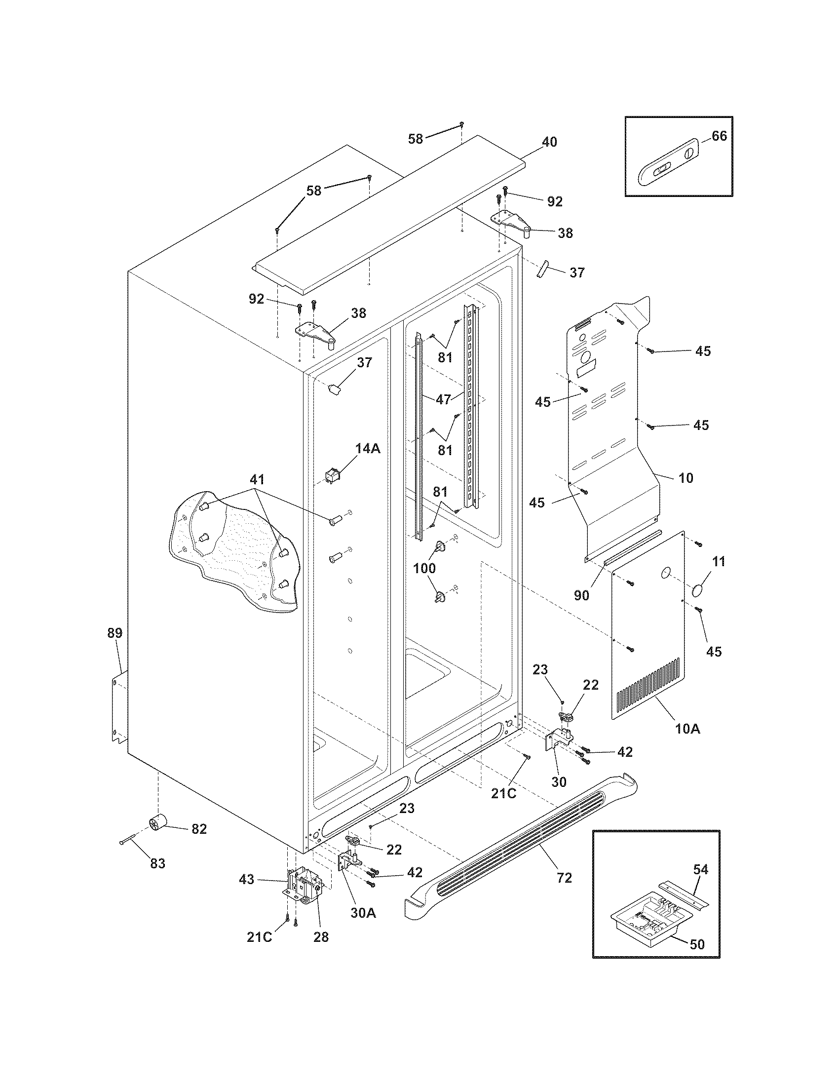 Frigidaire FSC23F7HSB4 cabinet diagram