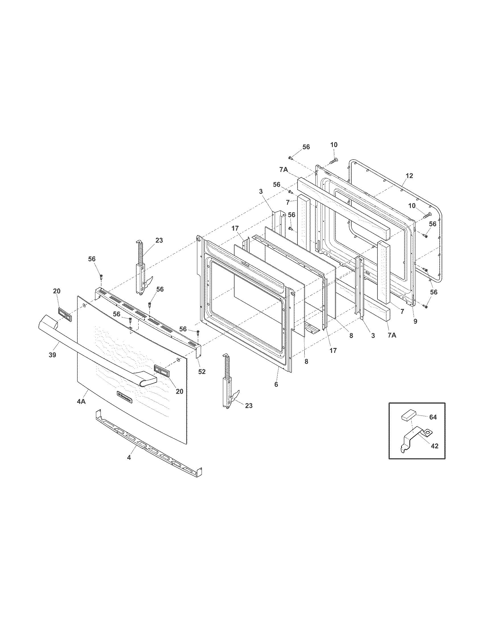 Electrolux EW30EW55GB6 door diagram