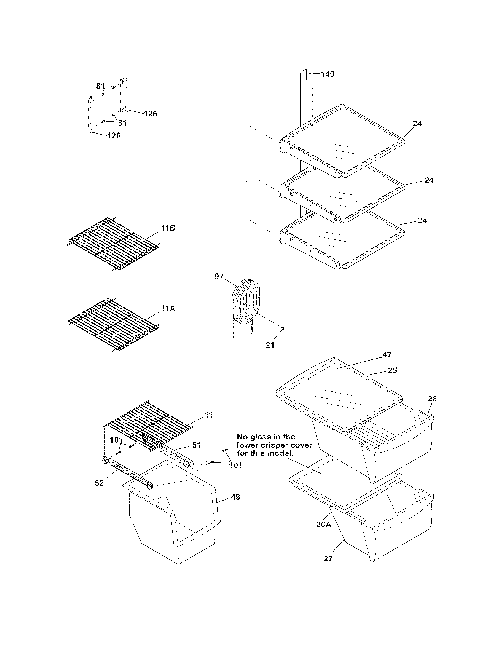 Frigidaire FFHS2611LS2 shelves diagram