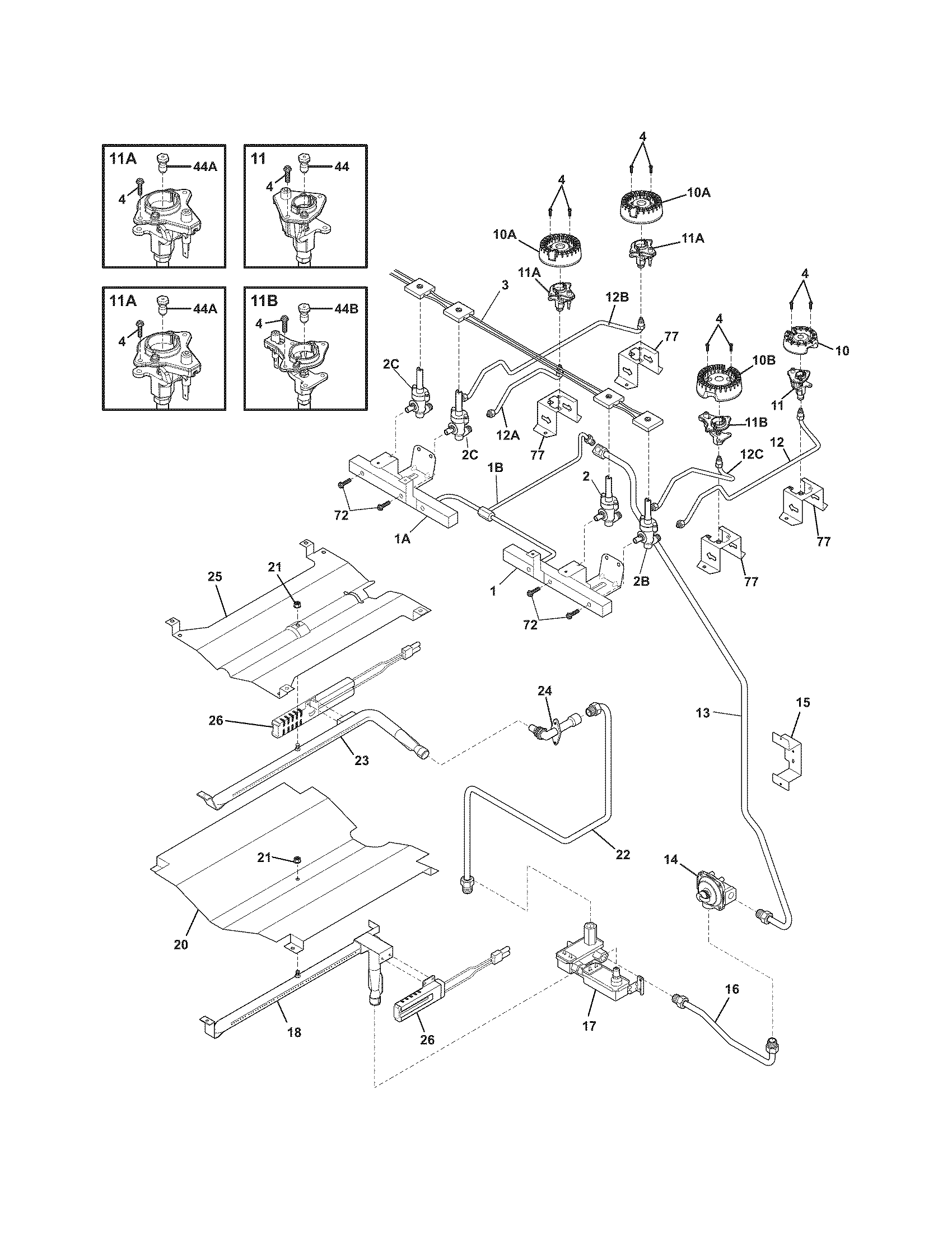 Frigidaire CFGS3035LS2 burner diagram