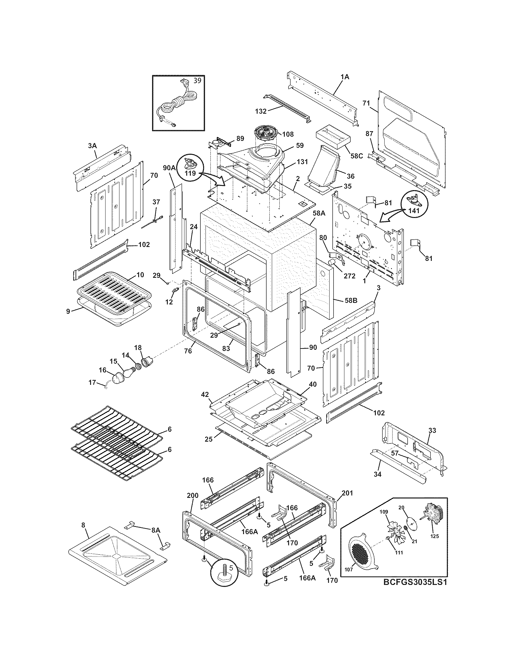 Frigidaire CFGS3035LS2 body diagram