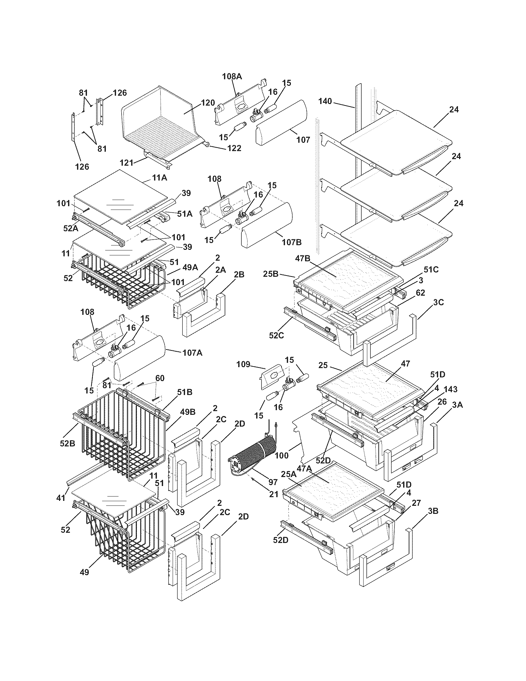 Electrolux EI23CS55GW5 shelves diagram