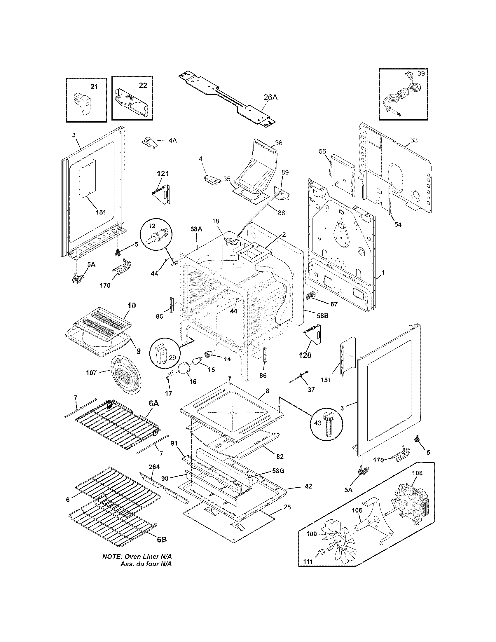 Frigidaire LGGF3043KFK body diagram