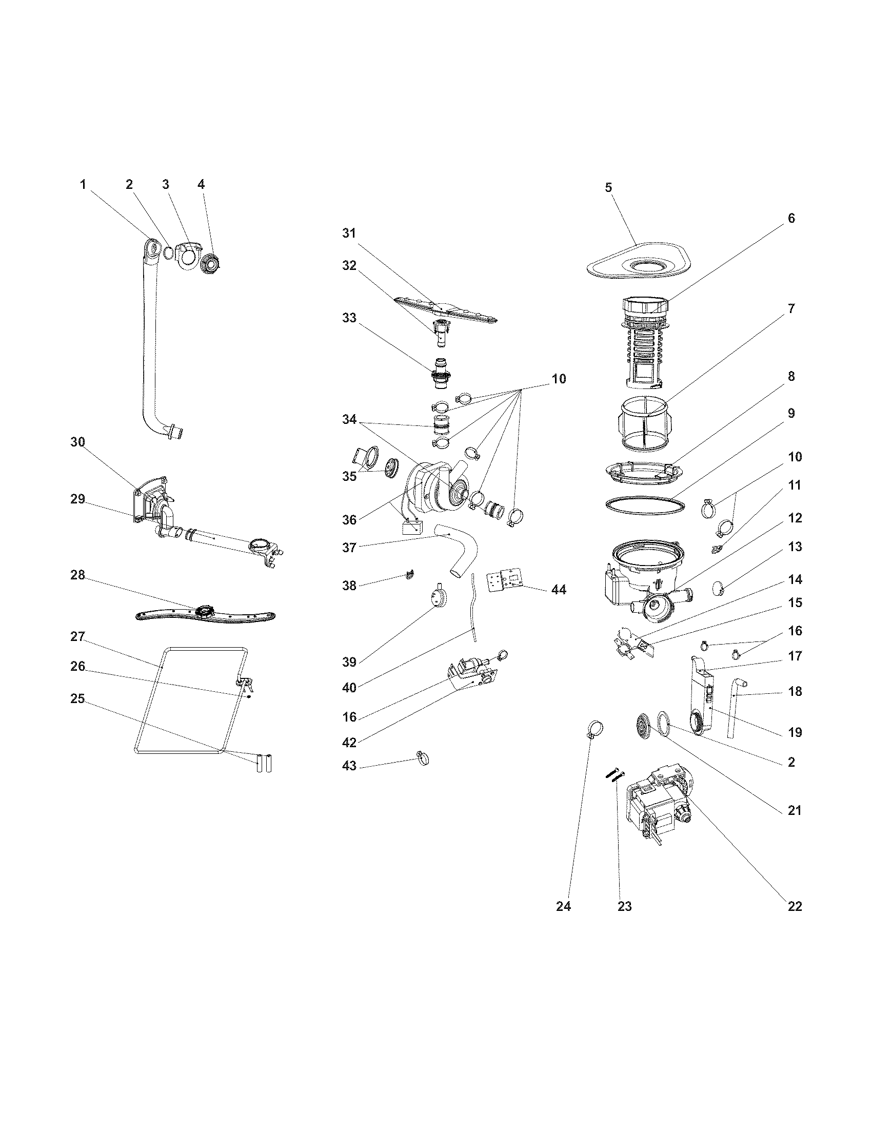 Frigidaire FFBD1821MS0A motor & pump diagram
