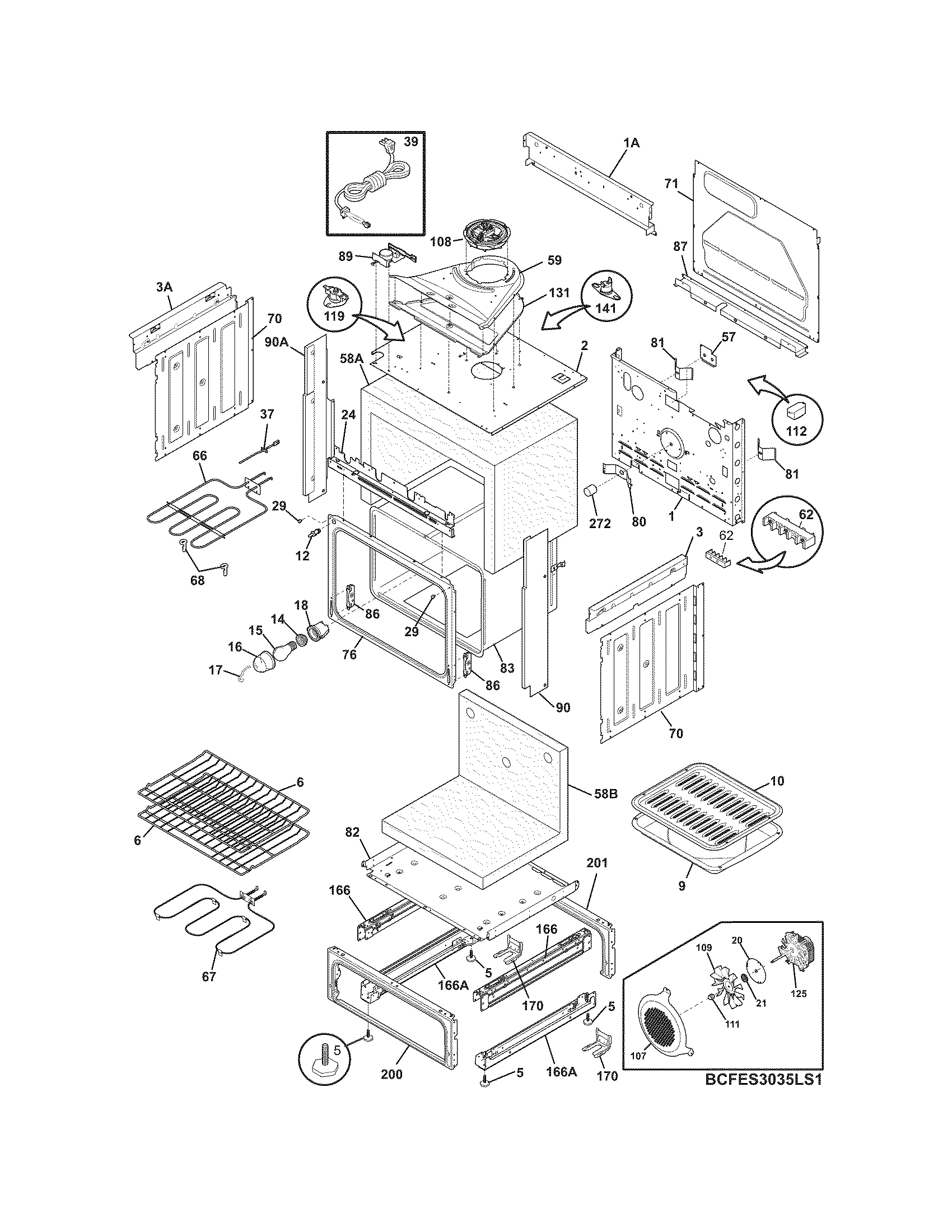 Frigidaire CFES3035LS2 body diagram