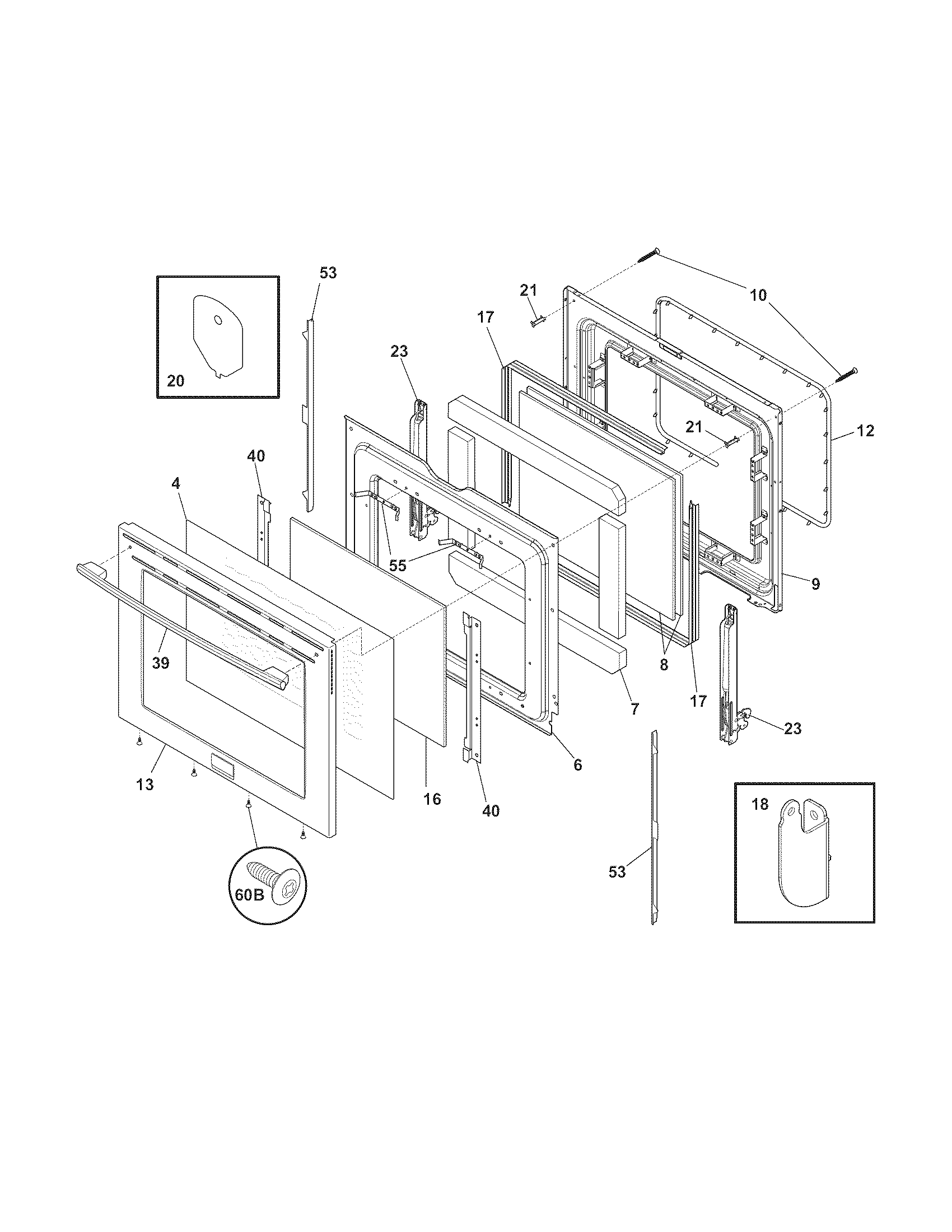 Frigidaire FPEF3081KFF door diagram