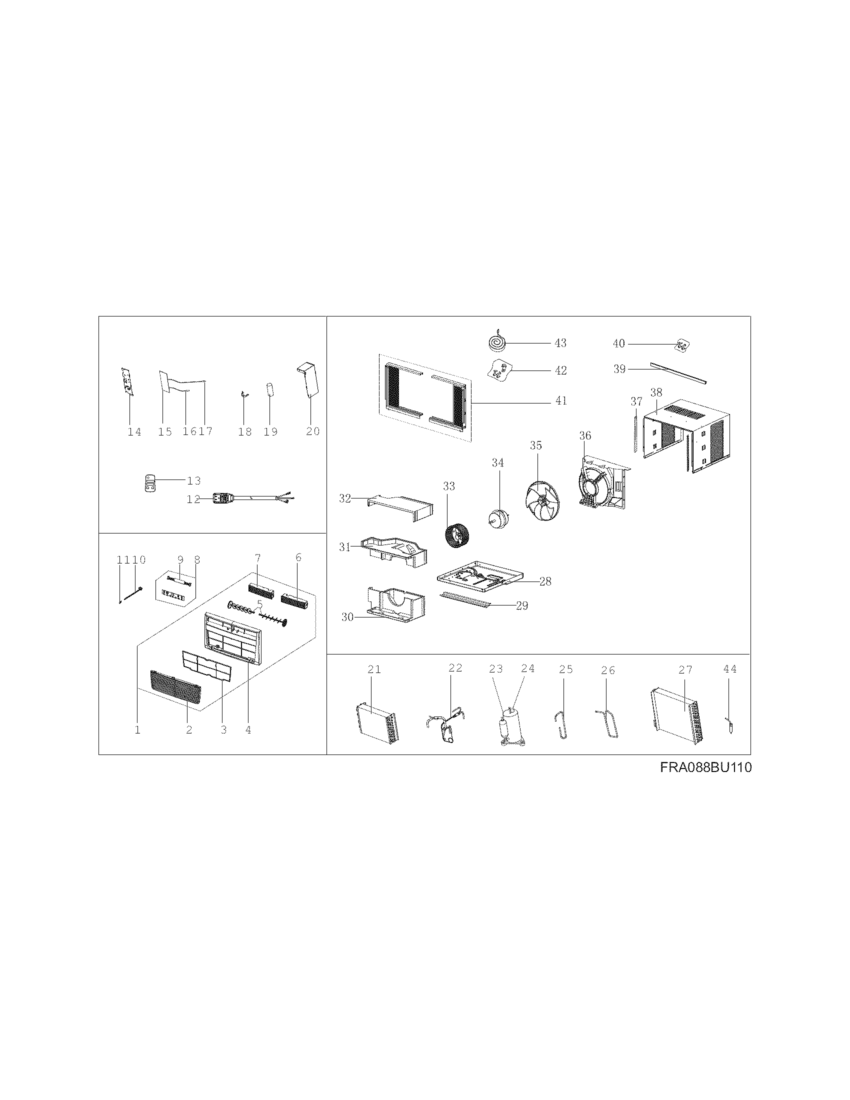Frigidaire FRA123BU111 recommended spare parts diagram