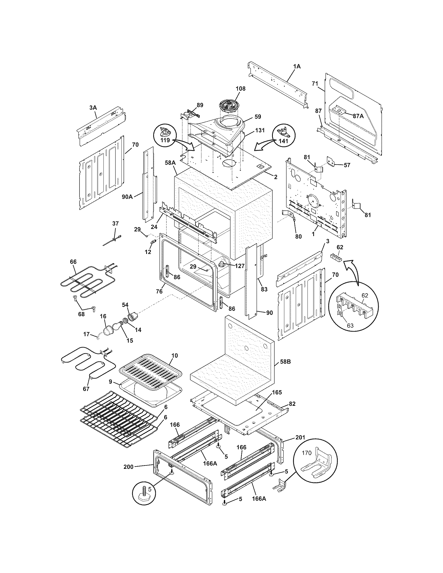 Frigidaire FFES3025LBC body diagram