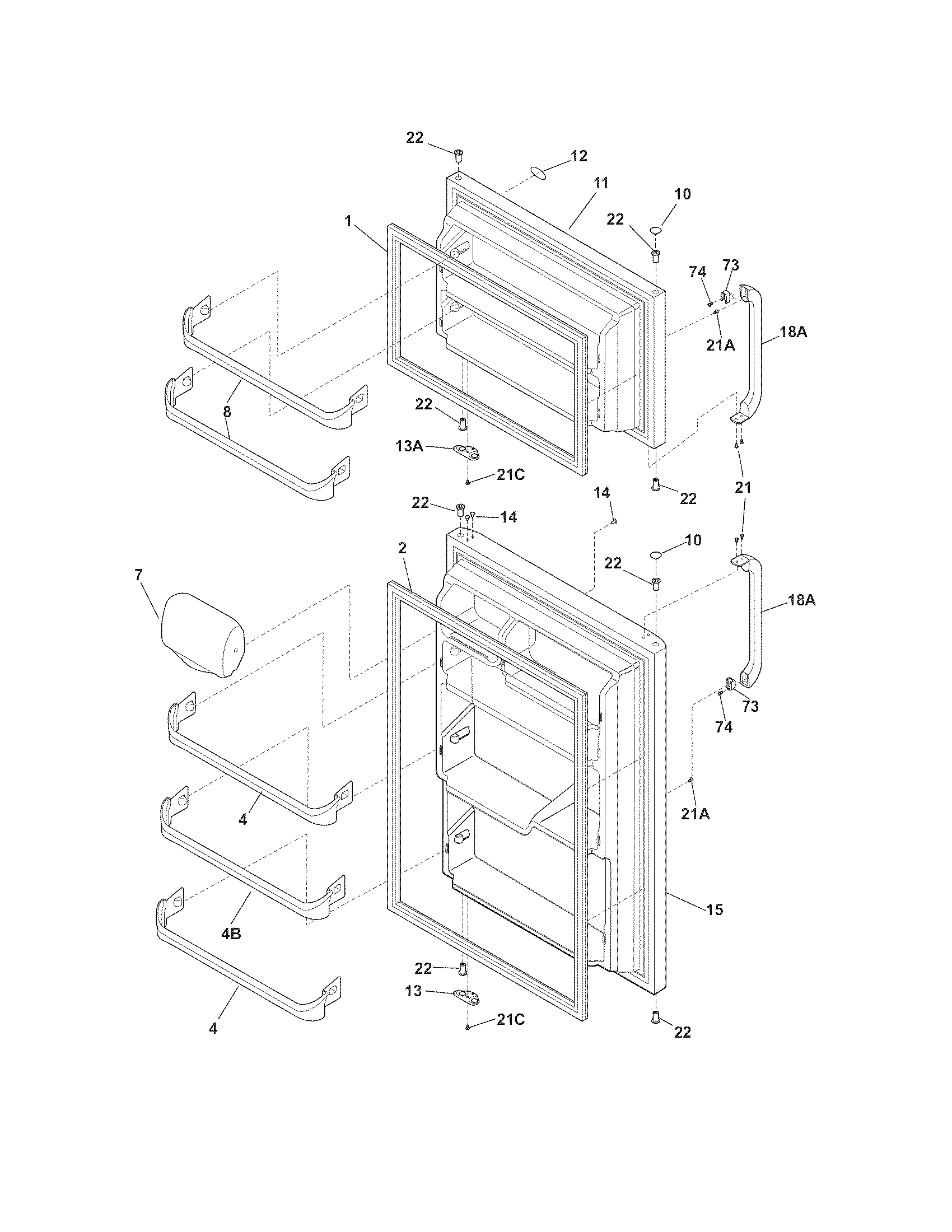 Kelvinator KATR1816MS0 door diagram