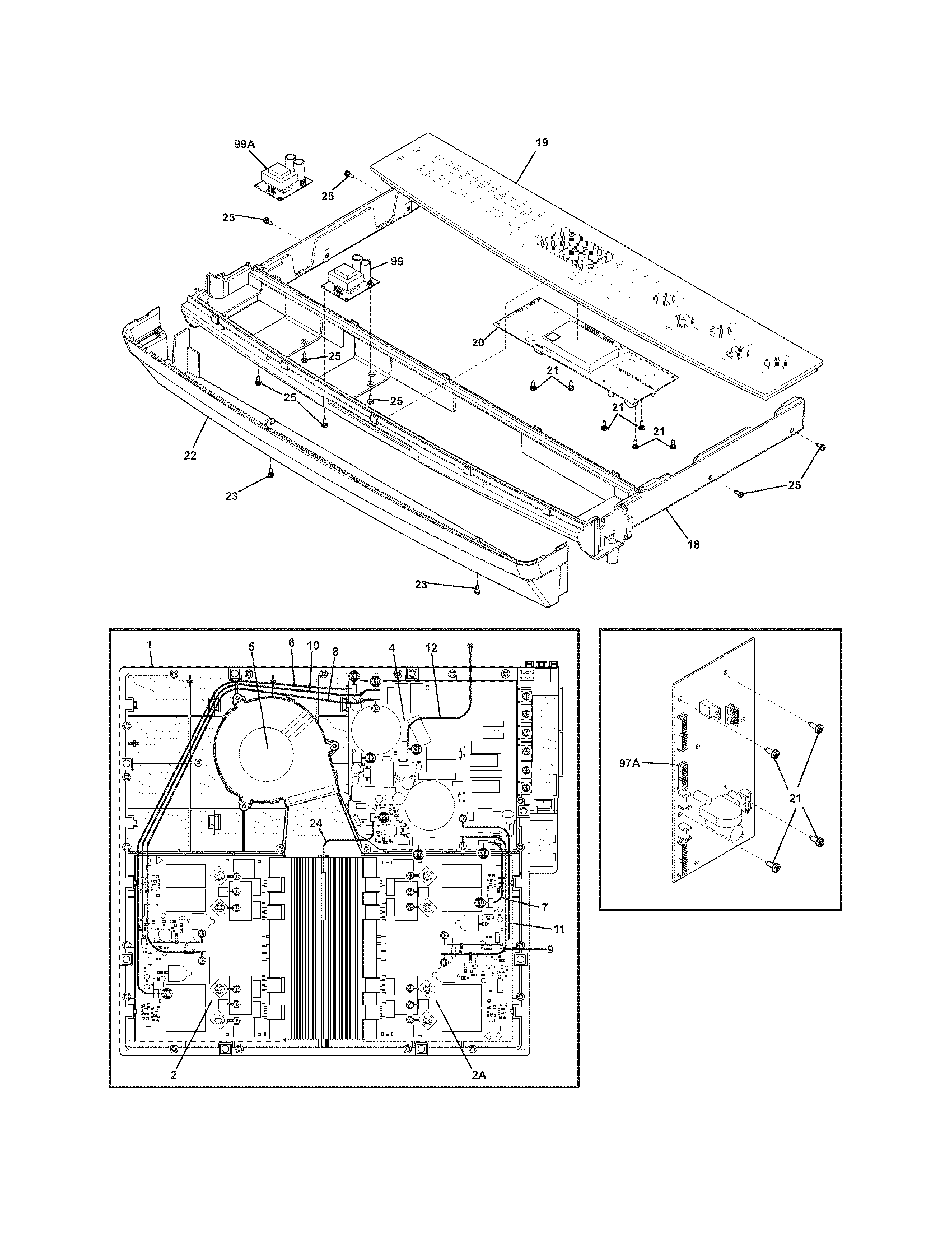 Electrolux EW30IS6CJSB backguard/induction unit diagram