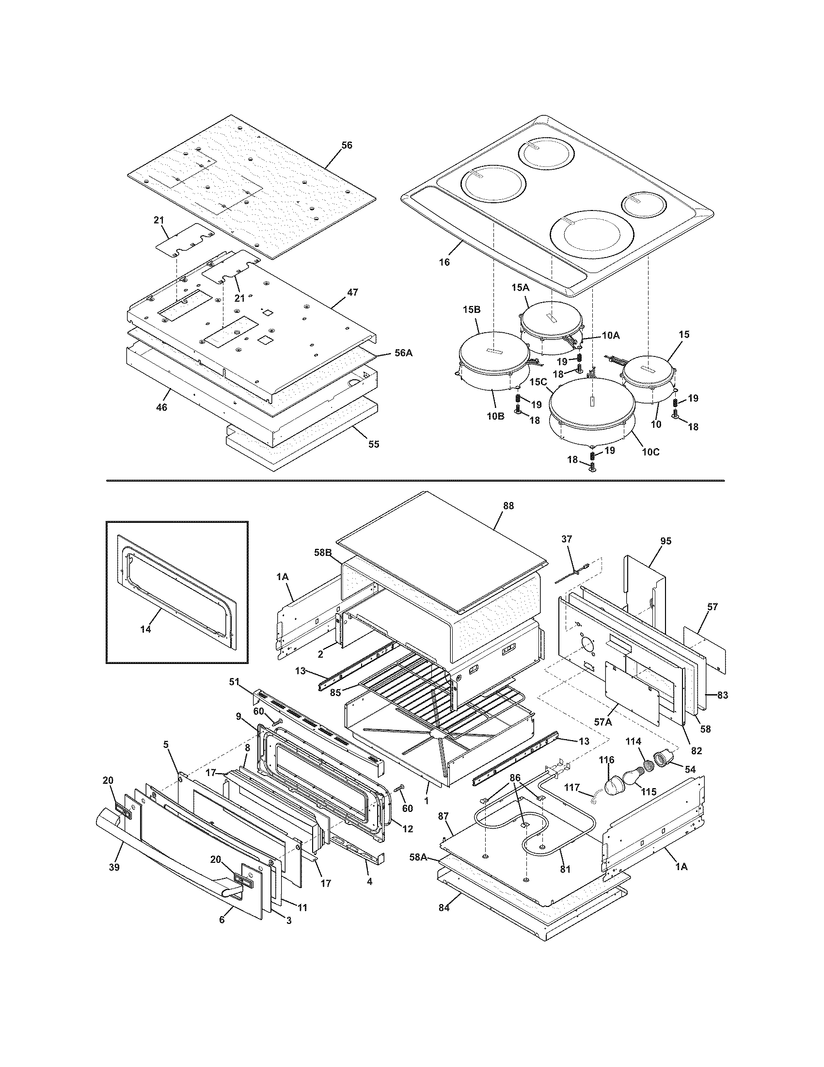 Electrolux EW30IS6CJSB top/drawer diagram