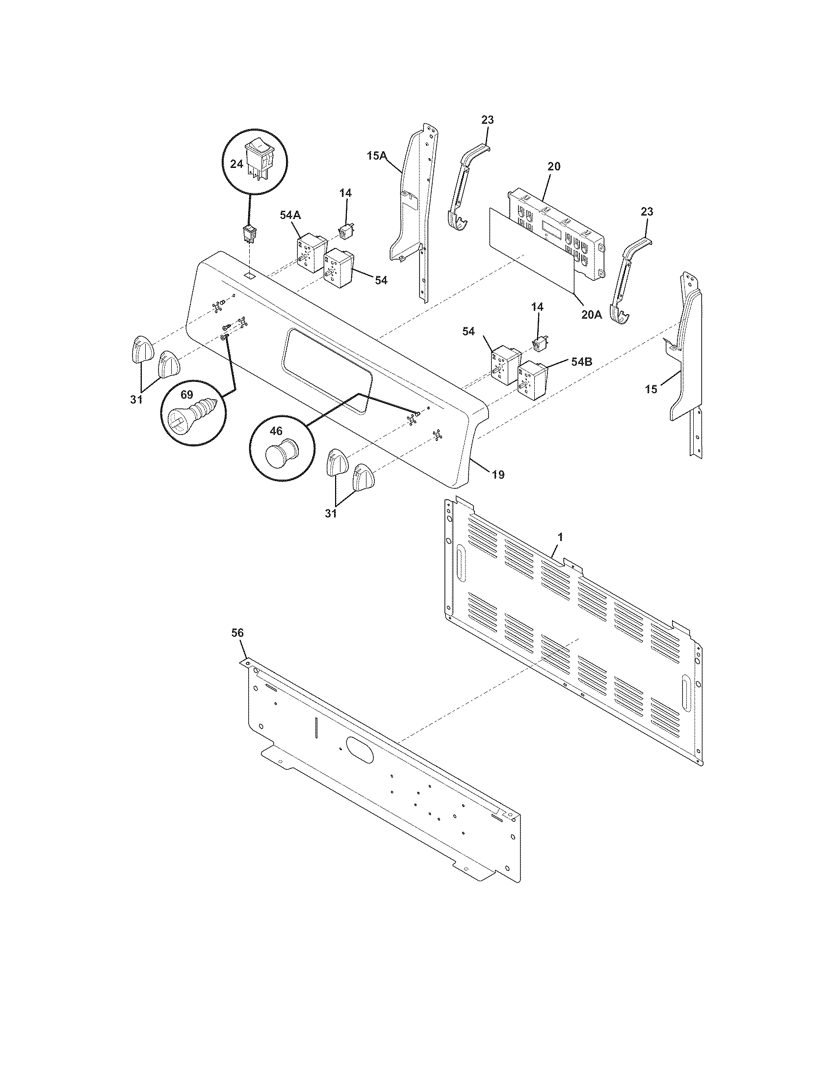 Frigidaire LFEF3018LWC backguard diagram