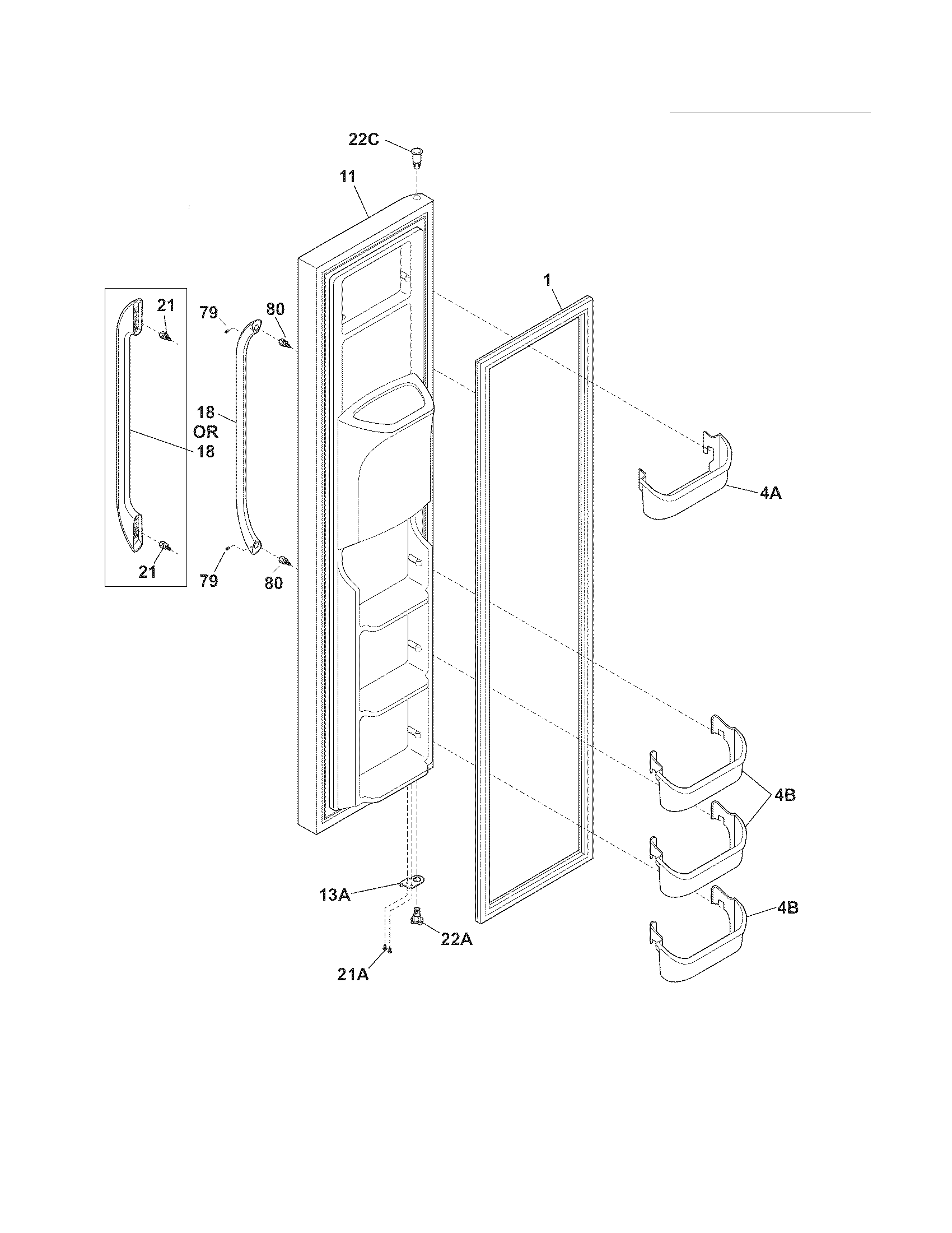 Frigidaire FFHS2622MM0 freezer door diagram